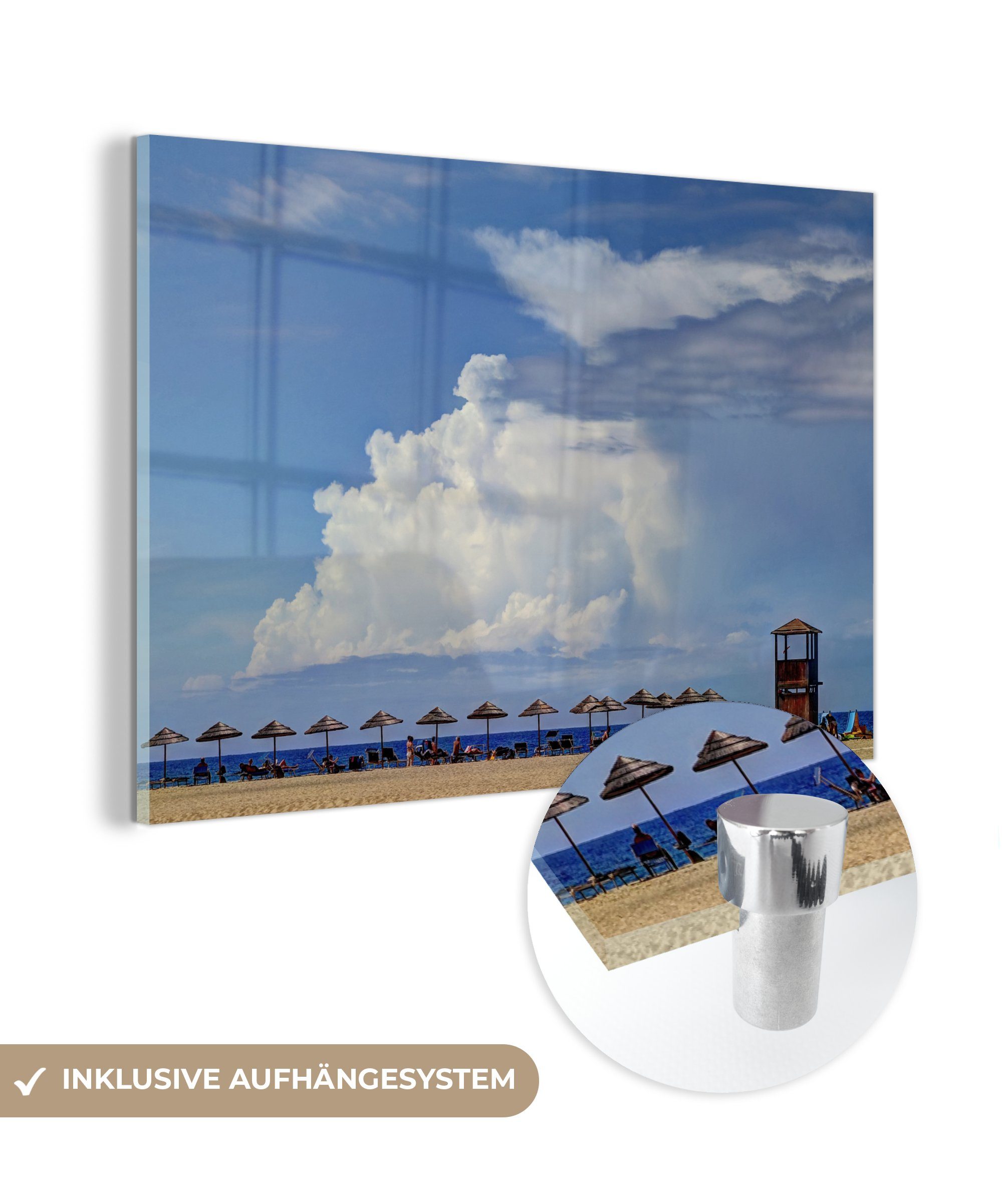 MuchoWow Acrylglasbild Strand - Italien - Sonnenschirm, (1 St), Acrylglasbilder Wohnzimmer & Schlafzimmer