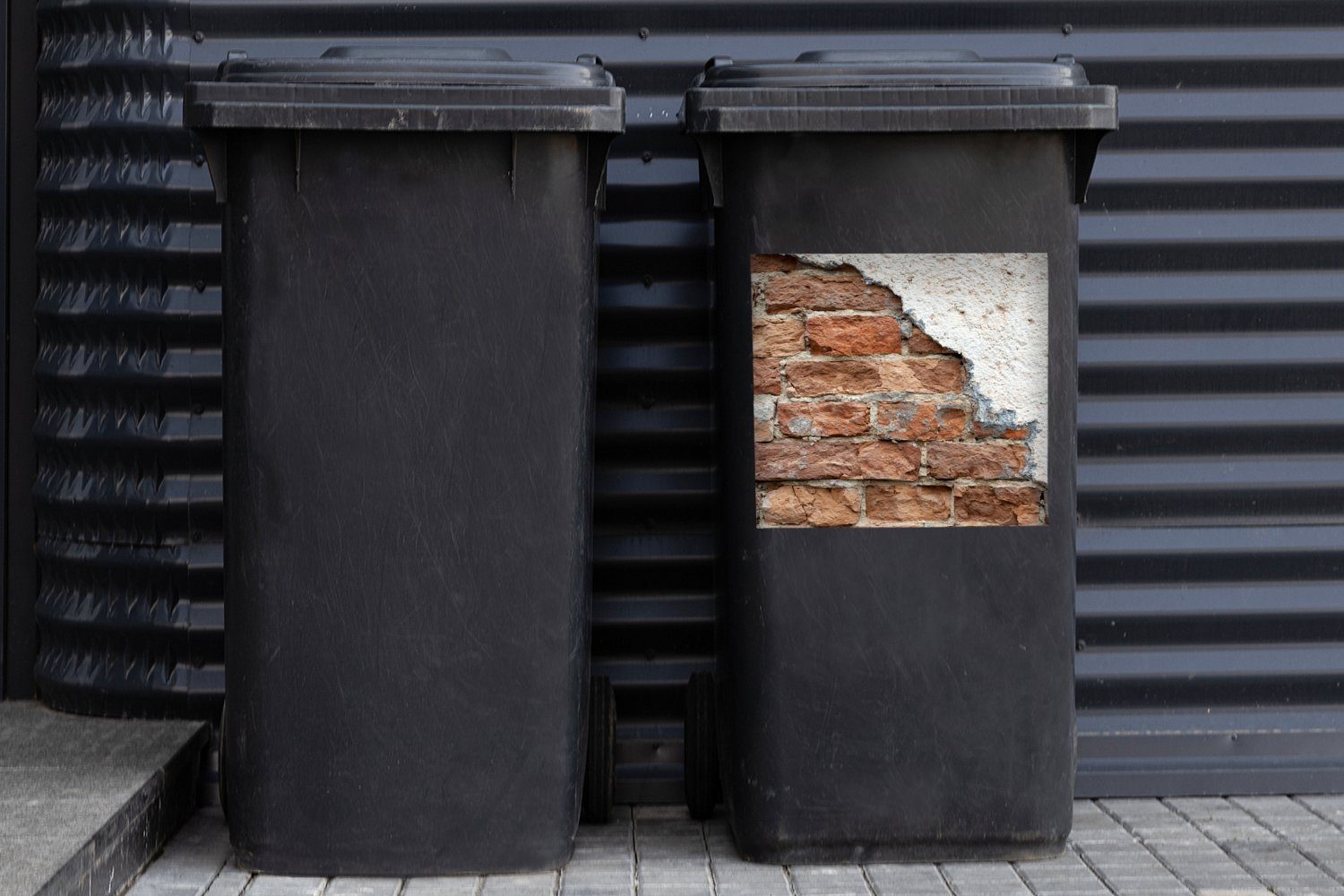 - Container, Ziegel Wandsticker Wand (1 Gips MuchoWow Mülleimer-aufkleber, St), Mülltonne, - Sticker, Abfalbehälter