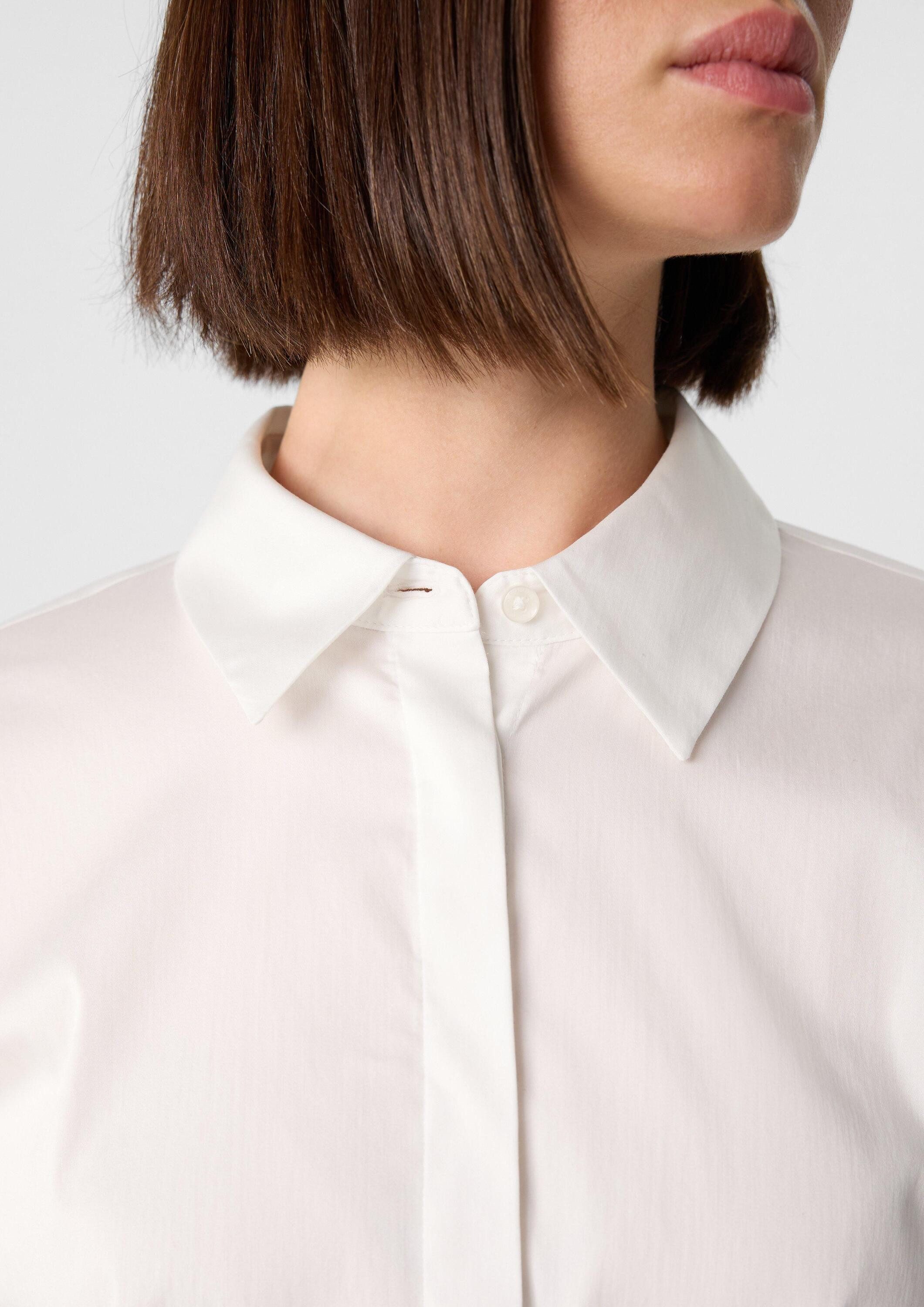 comma Kurzarmbluse Bluse Elegante Baumwollmix-Bluse mit Faltendetail am Ärmel