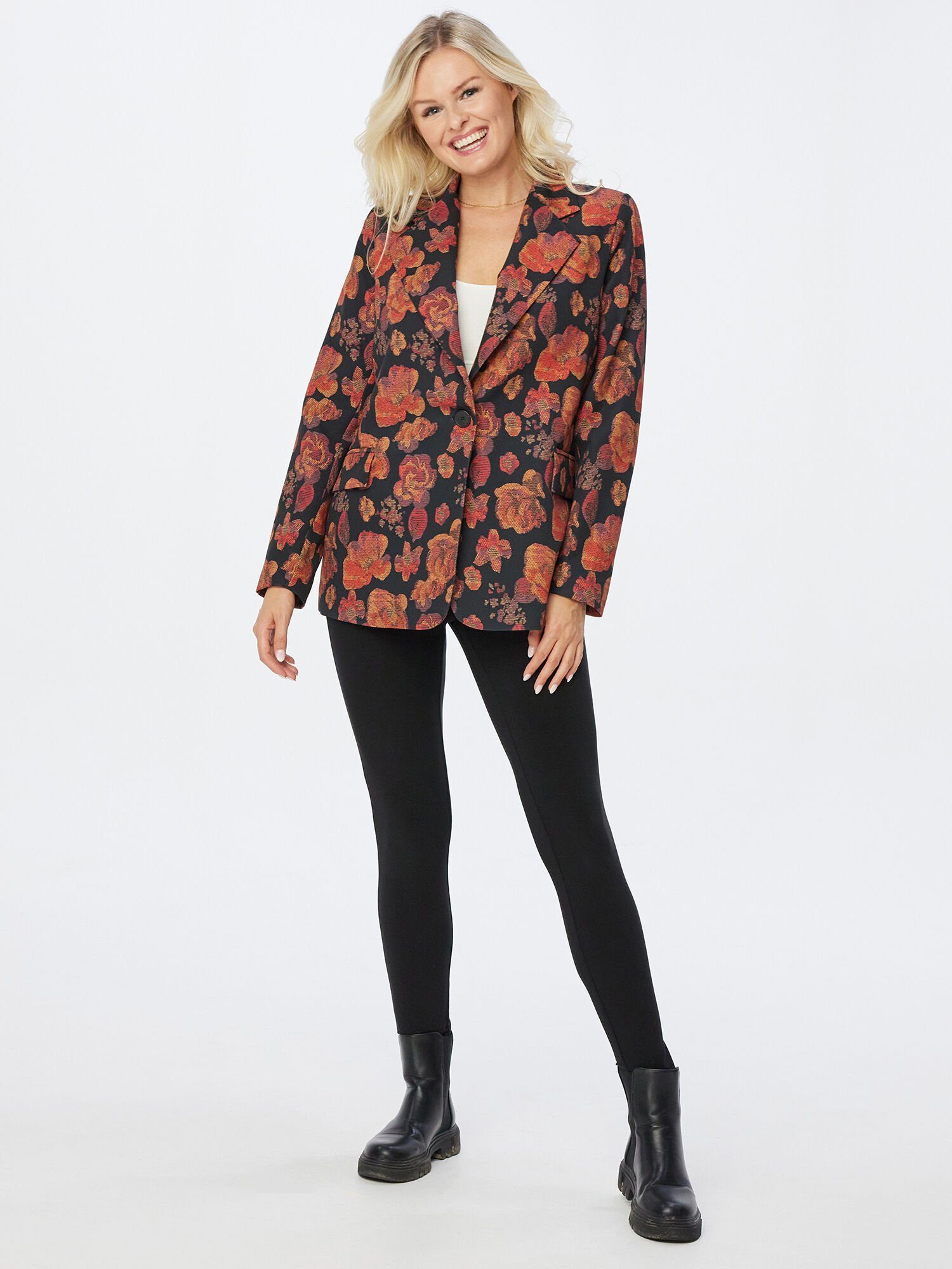 Sarah Kern Jackenblazer Jackett koerpernah mit Blumendruck