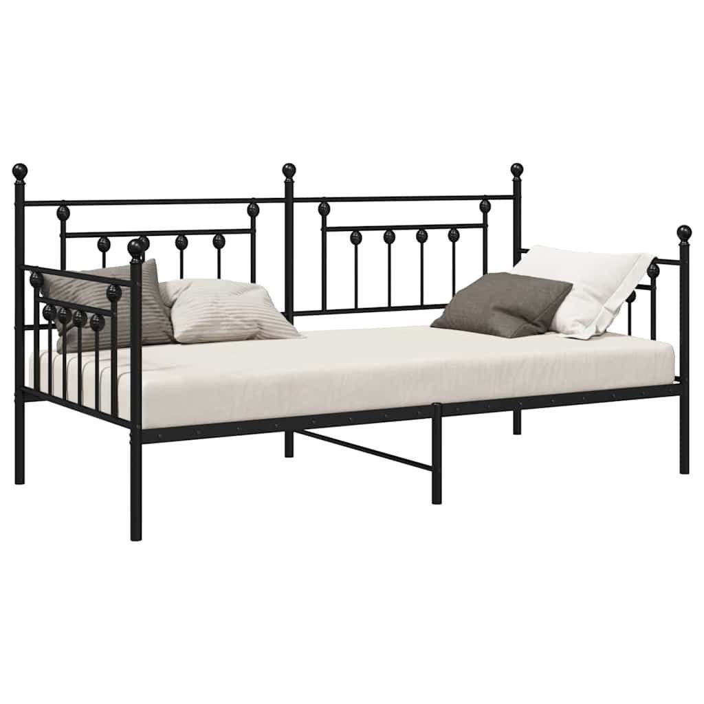 vidaXL Bett Tagesbettrahmen mit Kopfteil Schwarz günstig online kaufen