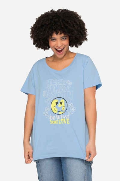 Angel of Style Rundhalsshirt T-Shirt oversized Smiley Rundhals Halbarm