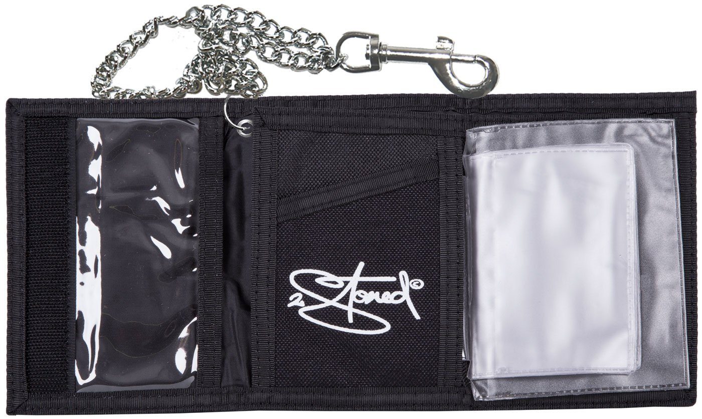 2Stoned Geldbörse Wallet Classic mit Kette und Klettverschluß für Erwachsene u. Kinder, verchromte Kette mit Karabiner