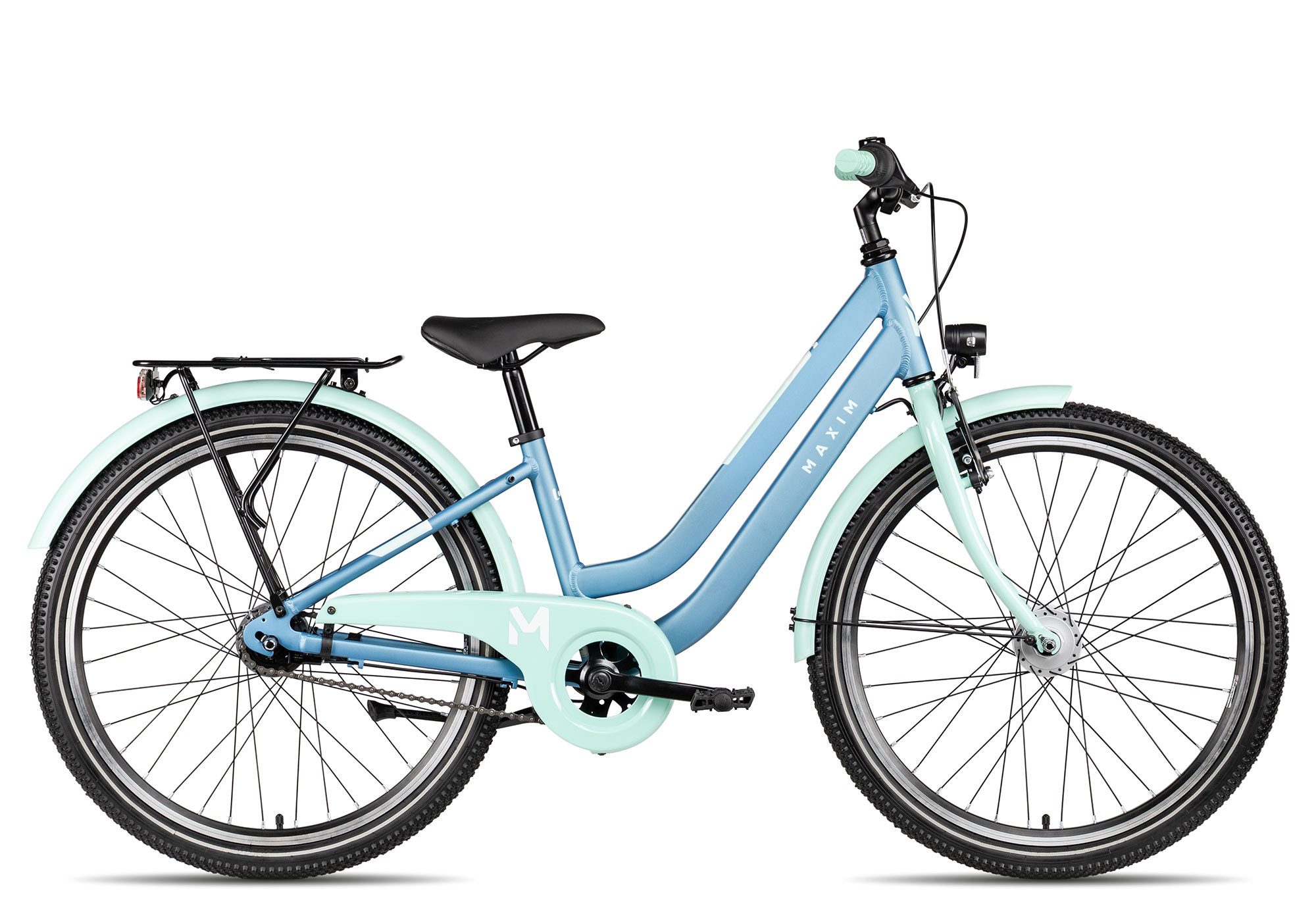 Maxim Kinderfahrrad Luna 24-7 Nexus, 7 Gang Shimano Nexus SG-C3000-7C Schaltwerk, Nabenschaltung Rücktritt, Straßenausstattung blau