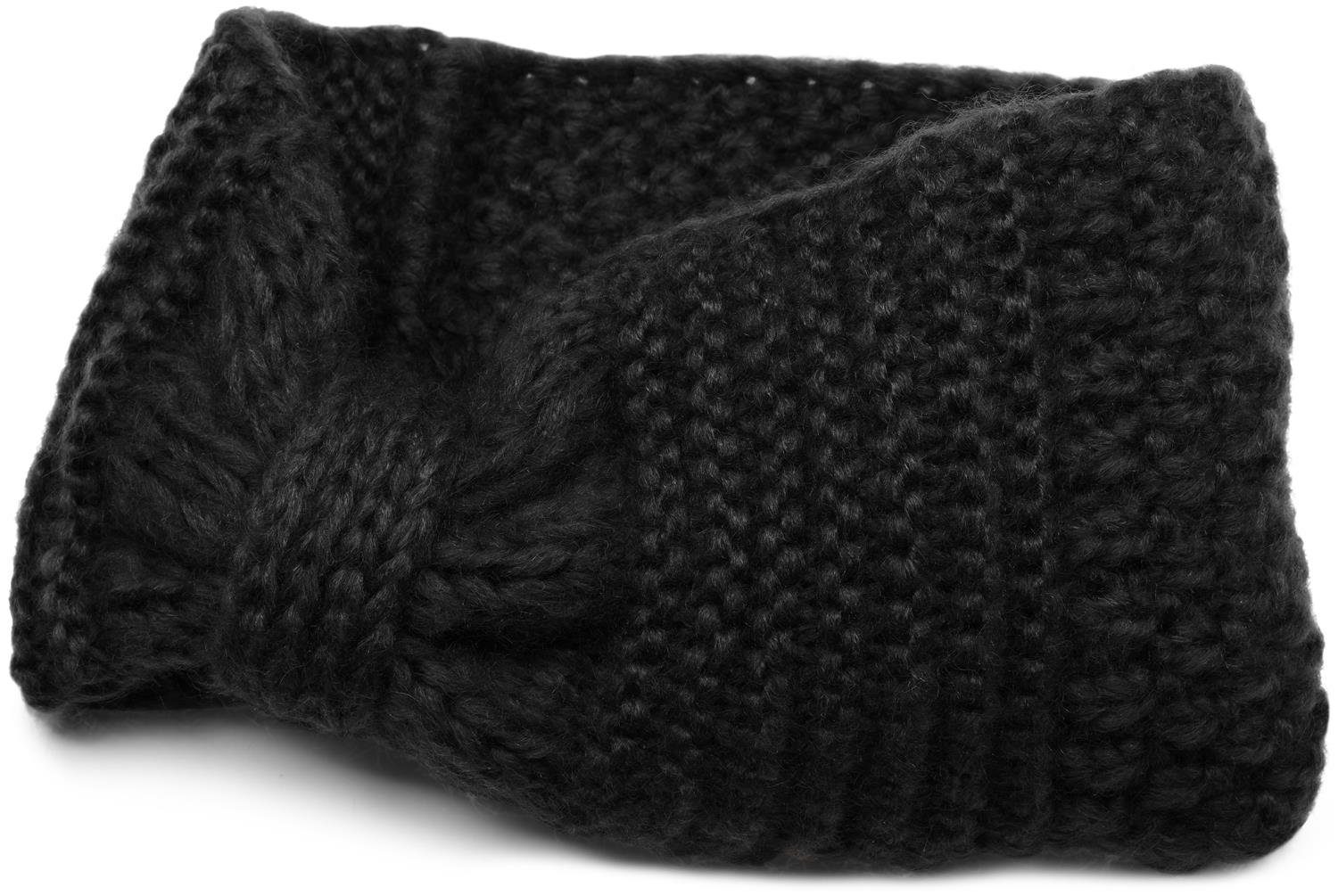 Stirnband Strickmuster Strick Reiskorn Schwarz (1-St) mit styleBREAKER Stirnband