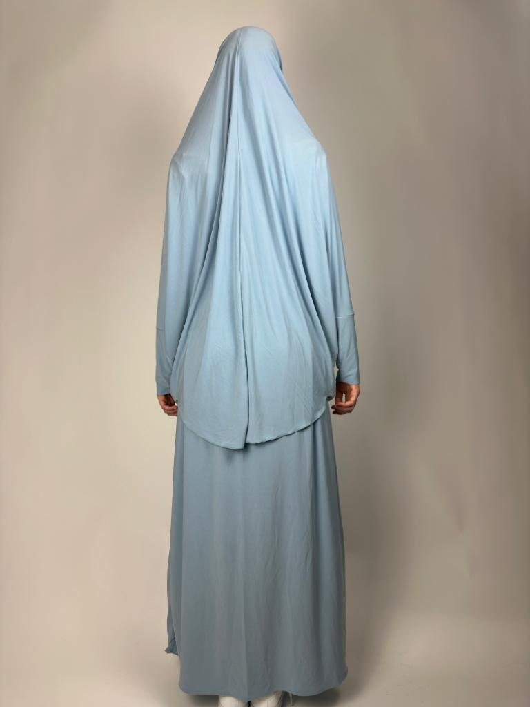 & Himmelblau Burka teiliges Maxikleid Gebetskleidung 2 Kopftuch Muslim Gebetskleid Rock Aymasal