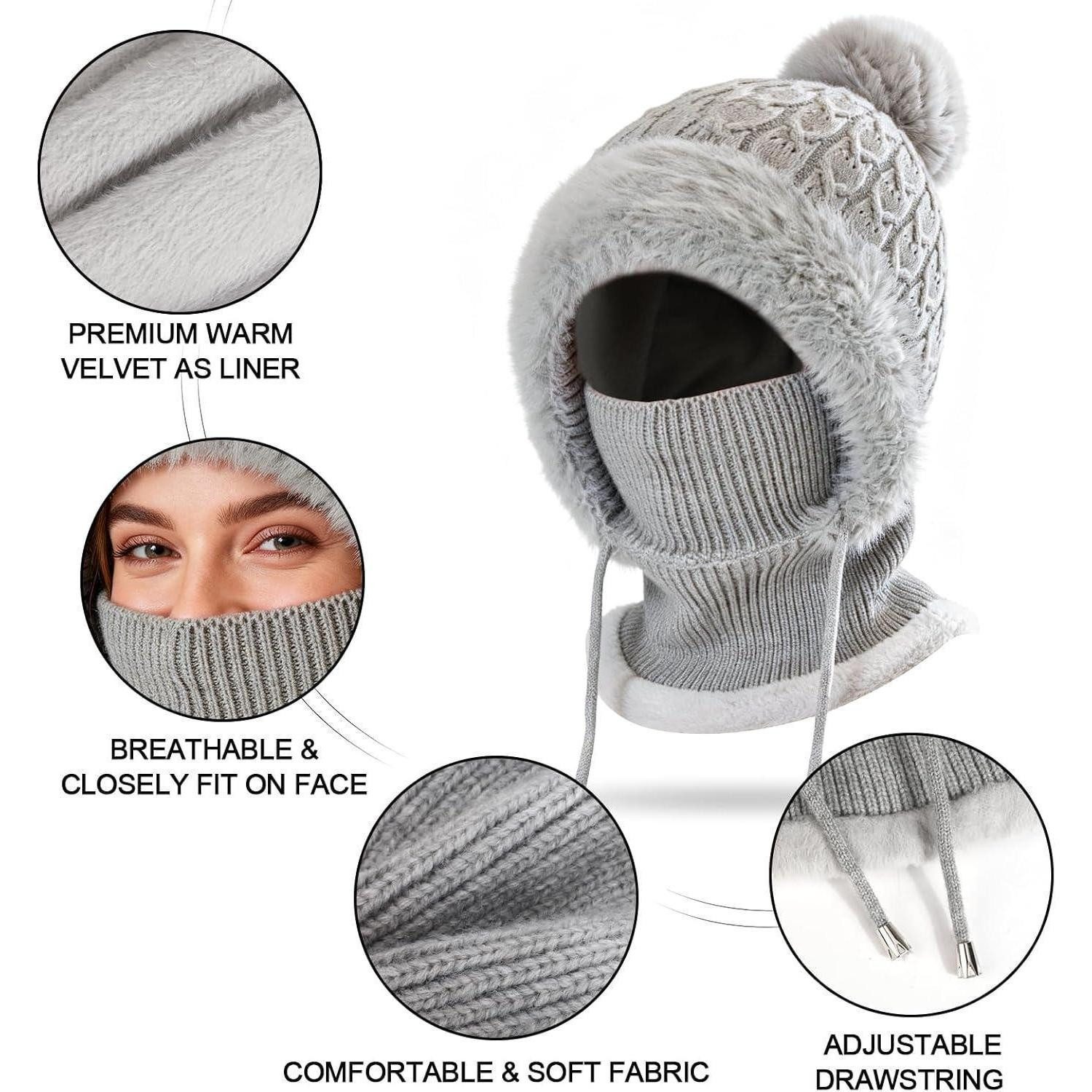 LuxusKollektion Sturmhaube Sturmhaube Balaclava Damen Thermofleece 3in1 Ski Weiß Einheitsgröße
