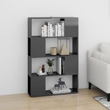 furnicato Bücherregal Raumteiler Hochglanz-Grau 80x24x124,5 cm