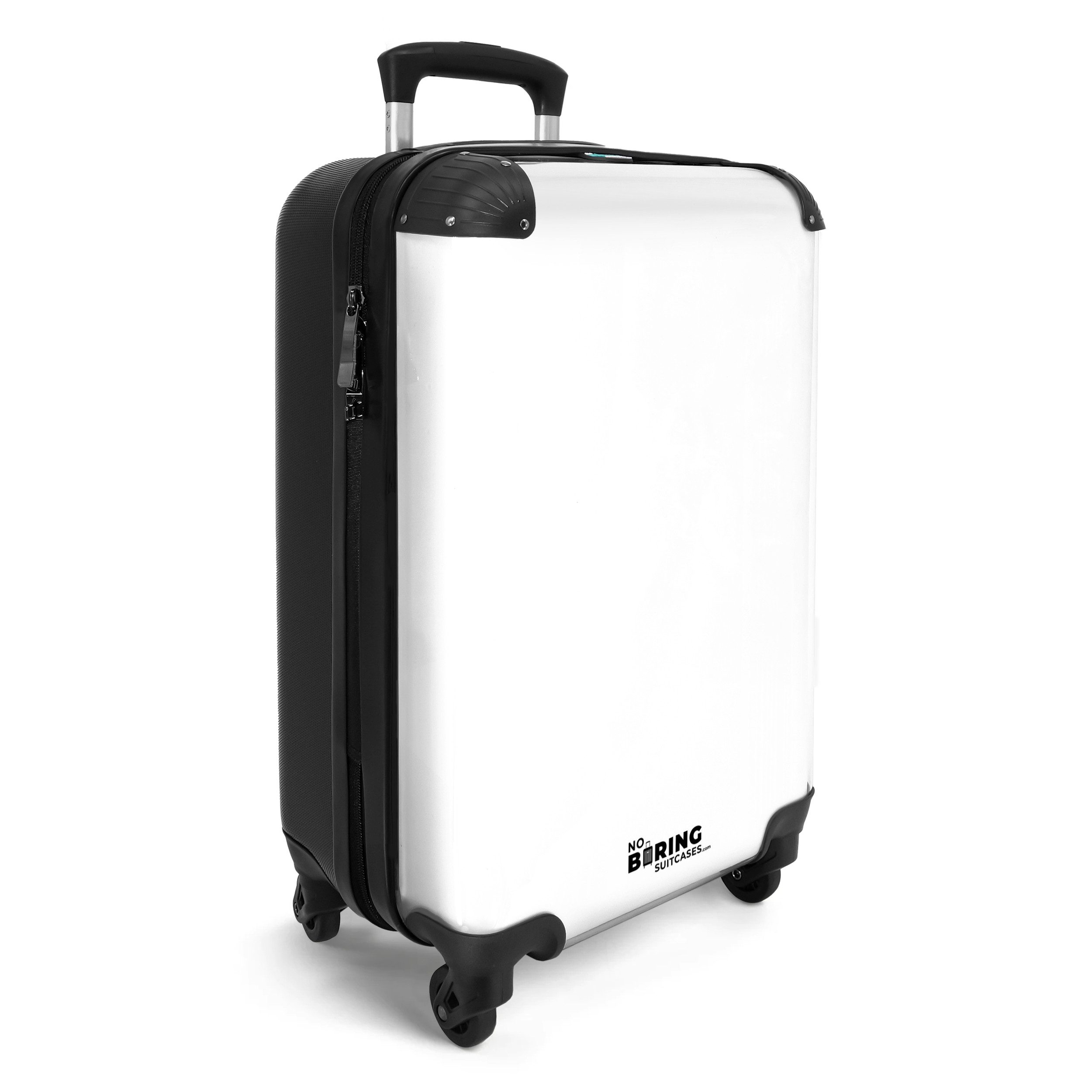 NoBoringSuitcases.com© Hartschalen-Trolley Weiß - einfarbig 55x35x20cm, 4 Rollen, Reisetasche mit Rollen, Koffer Handgepäck Flugzeug