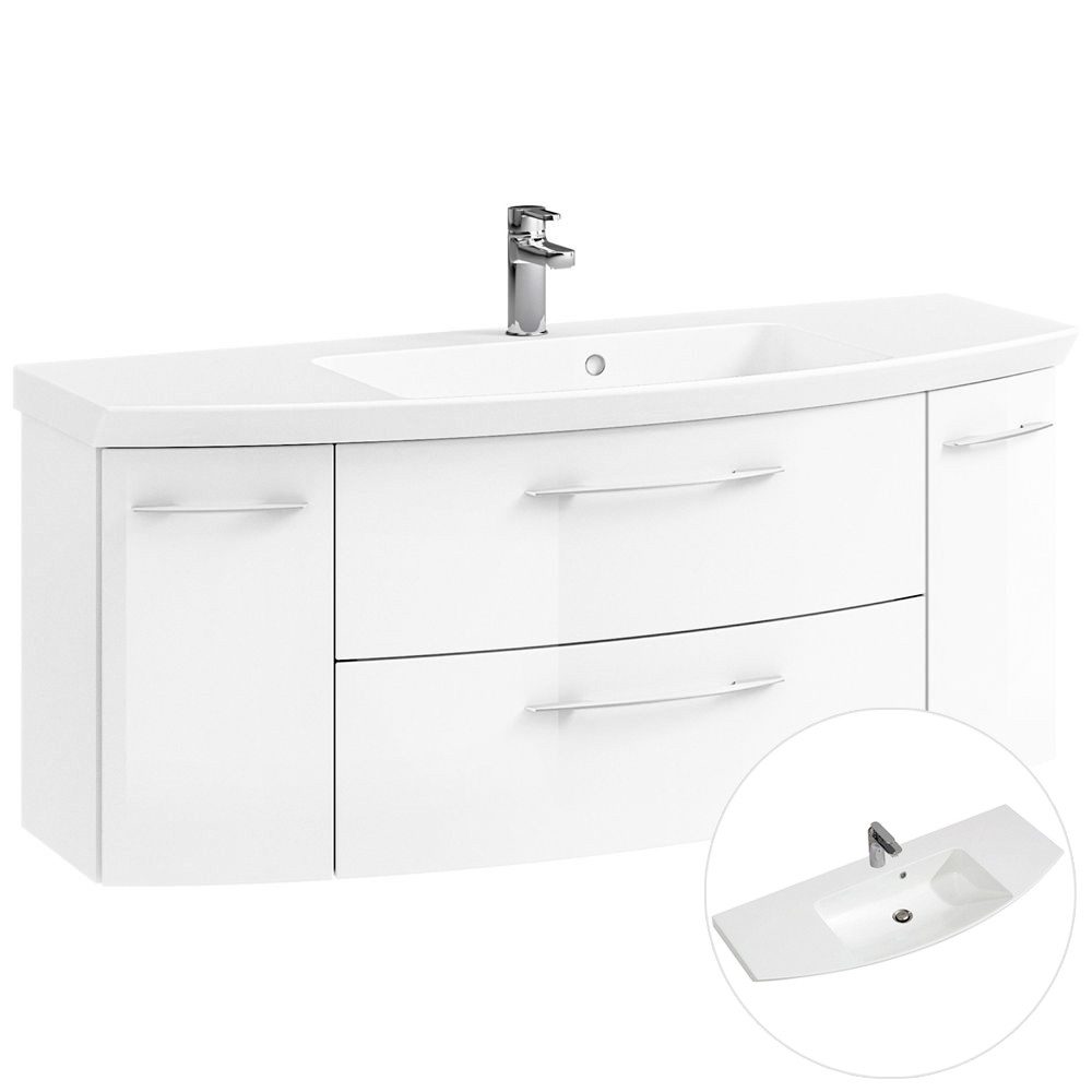 Lomadox Badmöbel-Set CERVIA-66, (Spar-Set, 2-St), weiß mit 121cm Waschtisch und LED-Spiegelschrank 121/200/50,5 cm