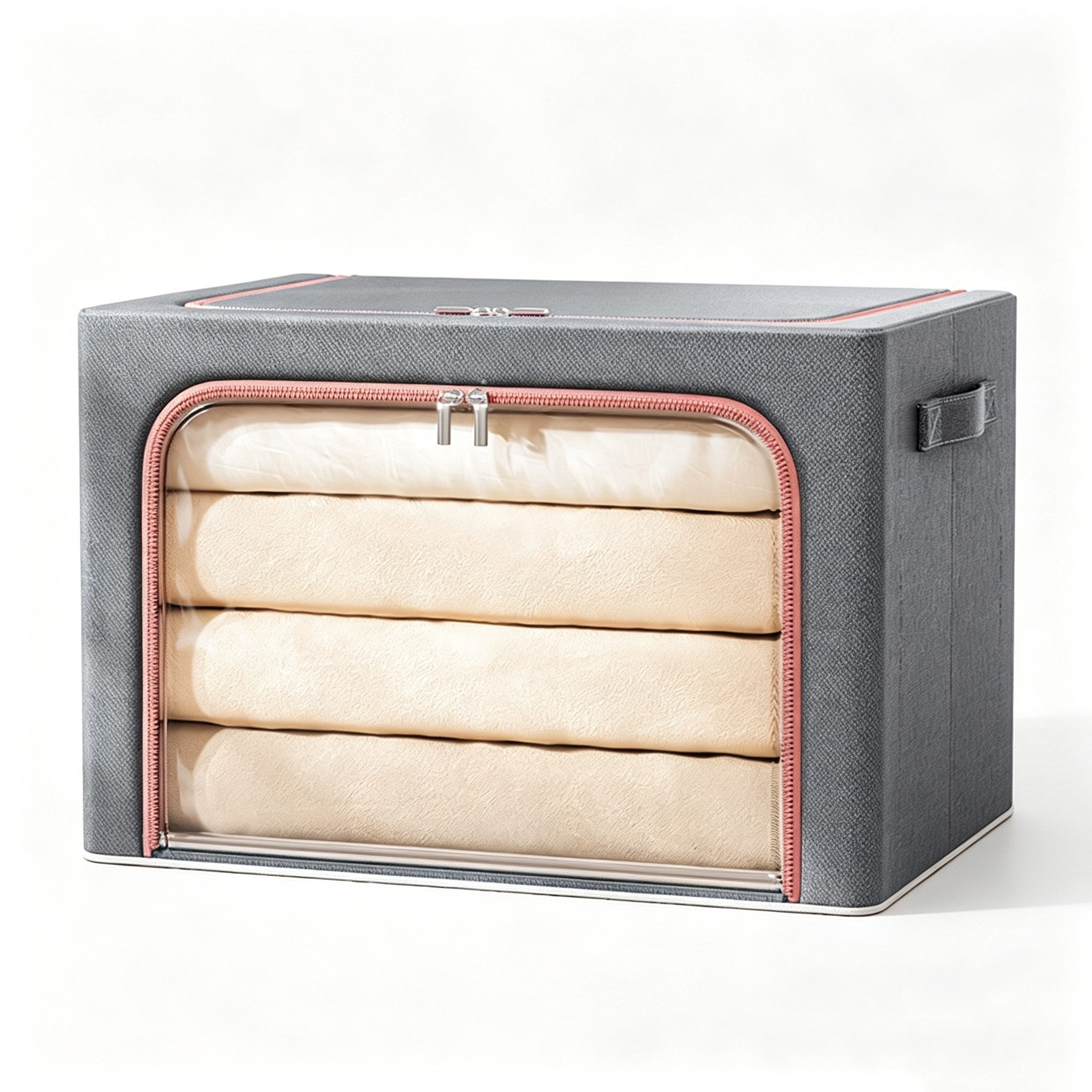 Diwzbyn Aufbewahrungsbox Aufbewahrungsbox mit Deckel, Kleidung Aufbewahrung,Faltbare (1 St), Stoffbox mit Griffen & Fenster, Aufbewahrung Kleiderschrank, 22L