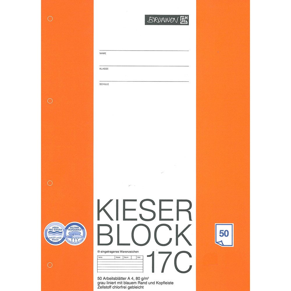 BRUNNEN Schulheft Kieserblock 17 C - Lineatur 21 - A4 - Liniert - 4. Klasse