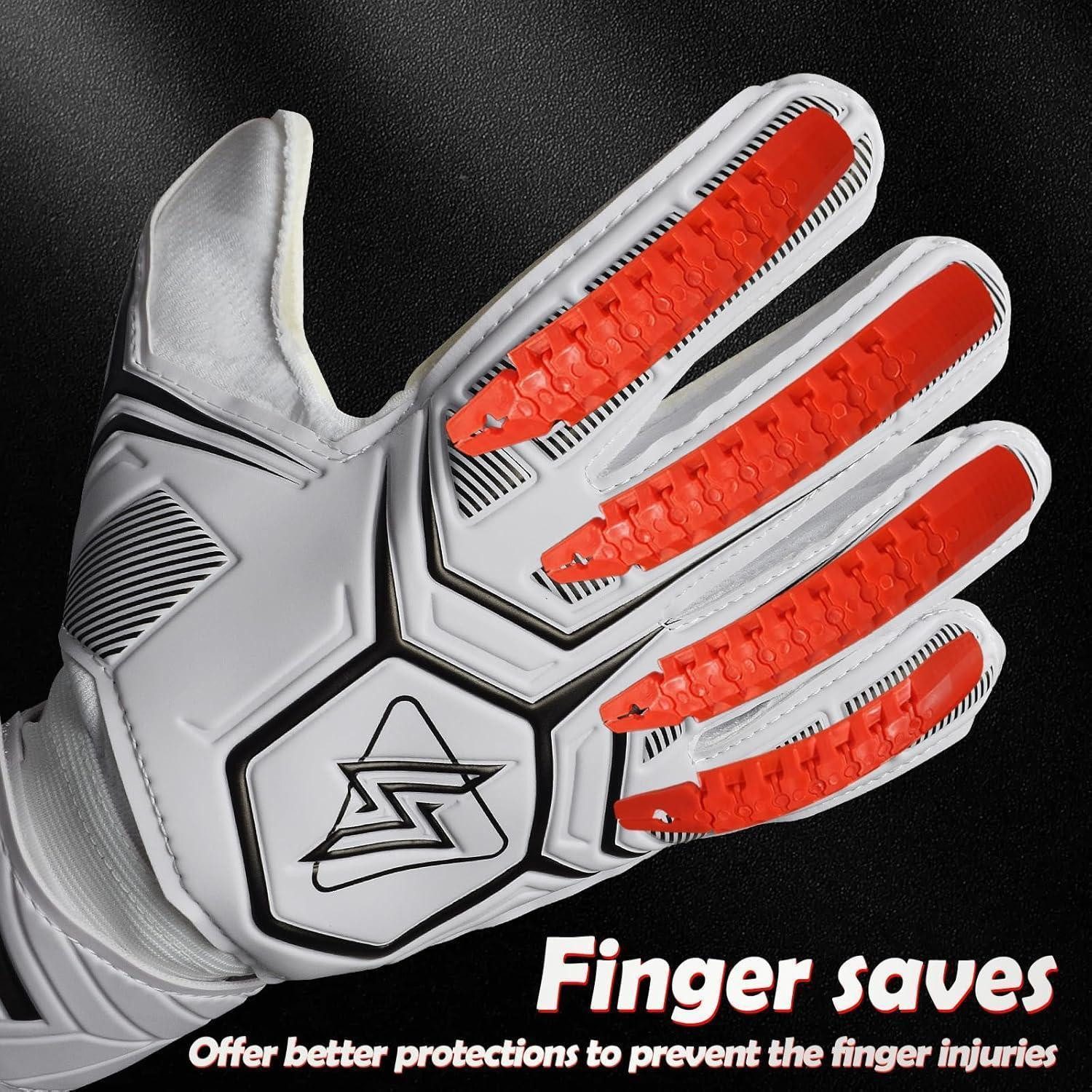 LuxusKollektion Torwarthandschuhe Torwarthandschuhe Fingersave Latex 4mm Herren Kinder WeiB 8