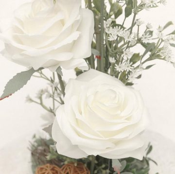 Gestecke Tischgesteck Kunstblumen Tischdeko künstliche Blumen 339 Rose, PassionMade, Höhe 32 cm, Tischdeko Blumengesteck künstlich