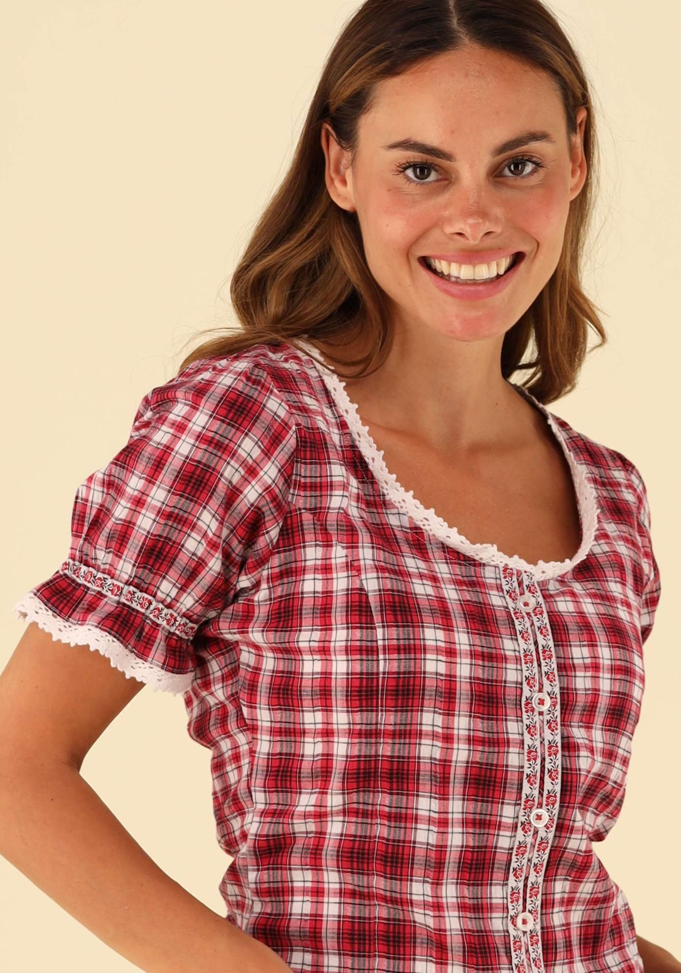 OS Trachten Trachtenbluse Zeenut Kurzarmbluse "Zugspitz"-Kollektion – Bild 4 von 4
