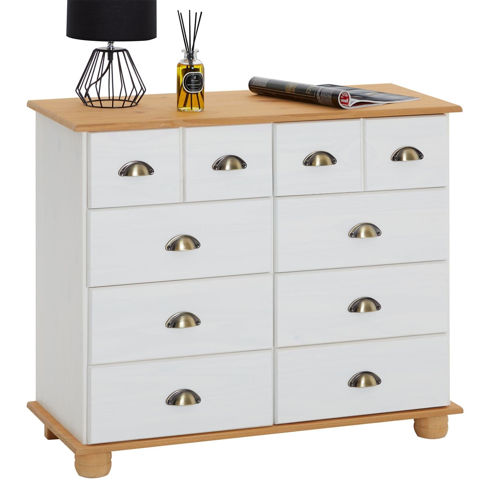 IDIMEX Kommode COLMAR, Schubladenschrank Kommode Apothekerschrank Sideboard, 8 Schubladen wei