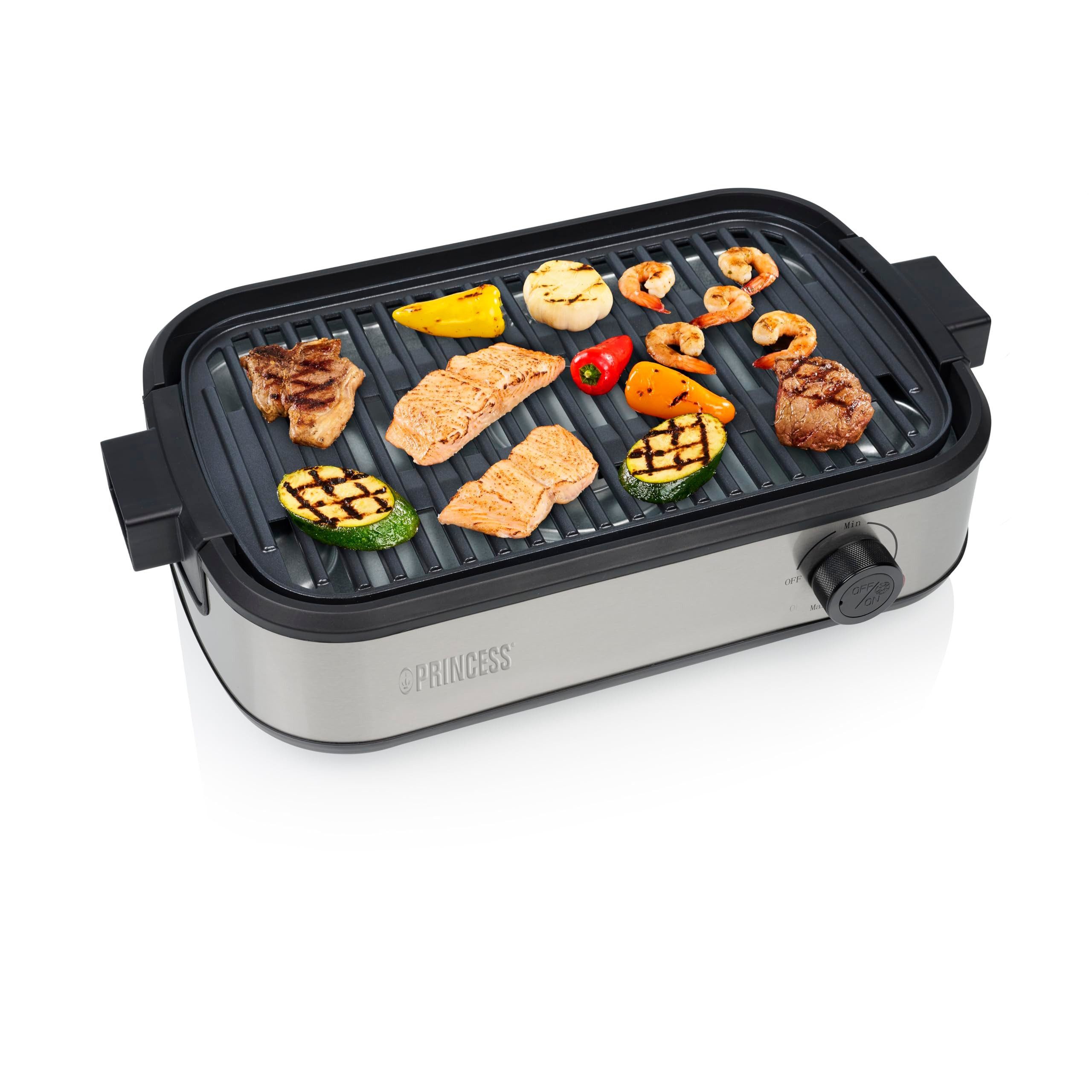 PRINCESS Kontaktgrill 01.103215.01.001, Raucharmer Tischgrill mit Luftfiltersystem und Keramikbeschichtung