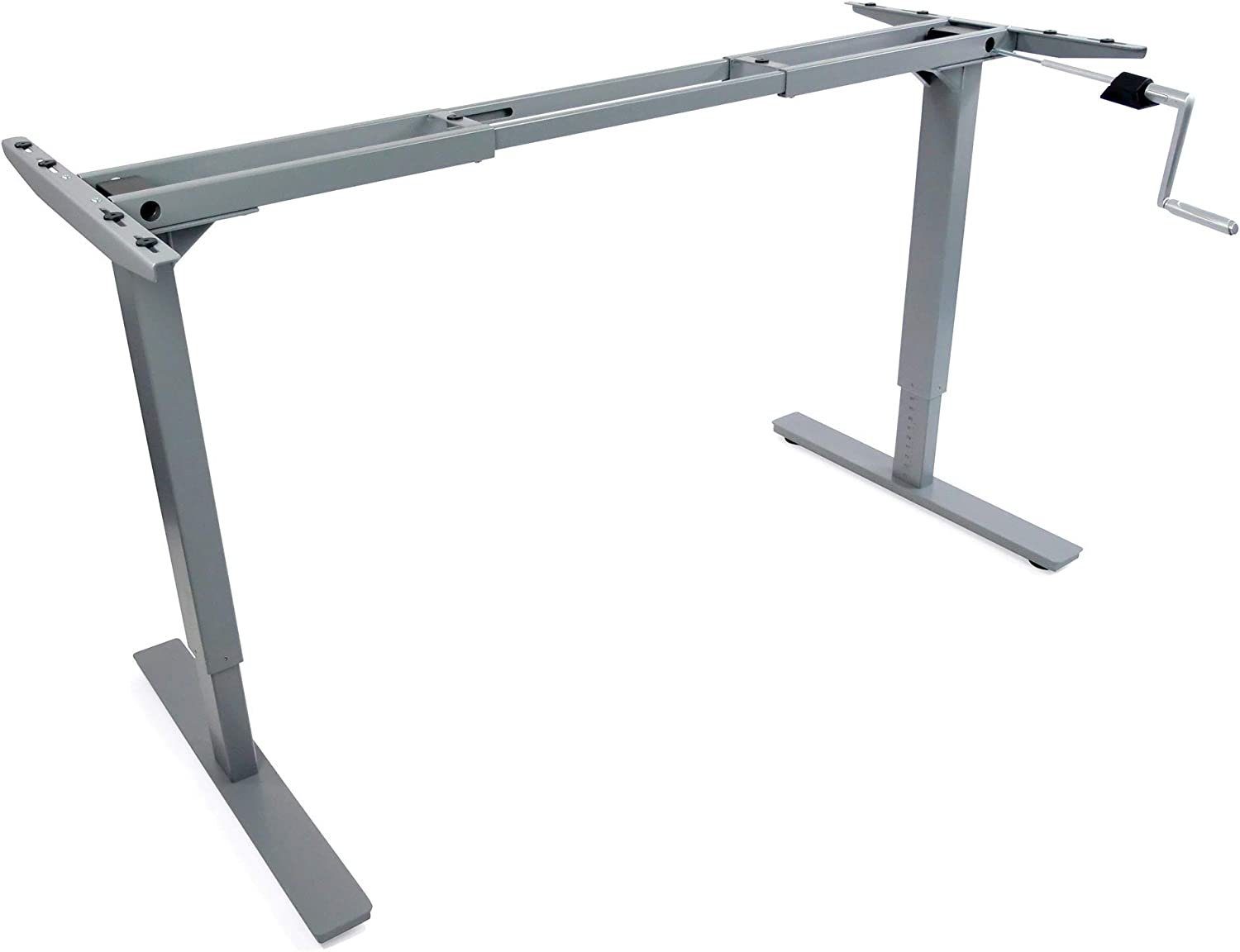 Tischgestell, Breite durch Kurbel Budget Ergotopia Schreibtisch Kurbel Desktopia verstellbar gängigen Tischplatten, für Höhenverstellbarkeit verstellbares Per Schreibtisch, Höhenverstellbarer Grau alle