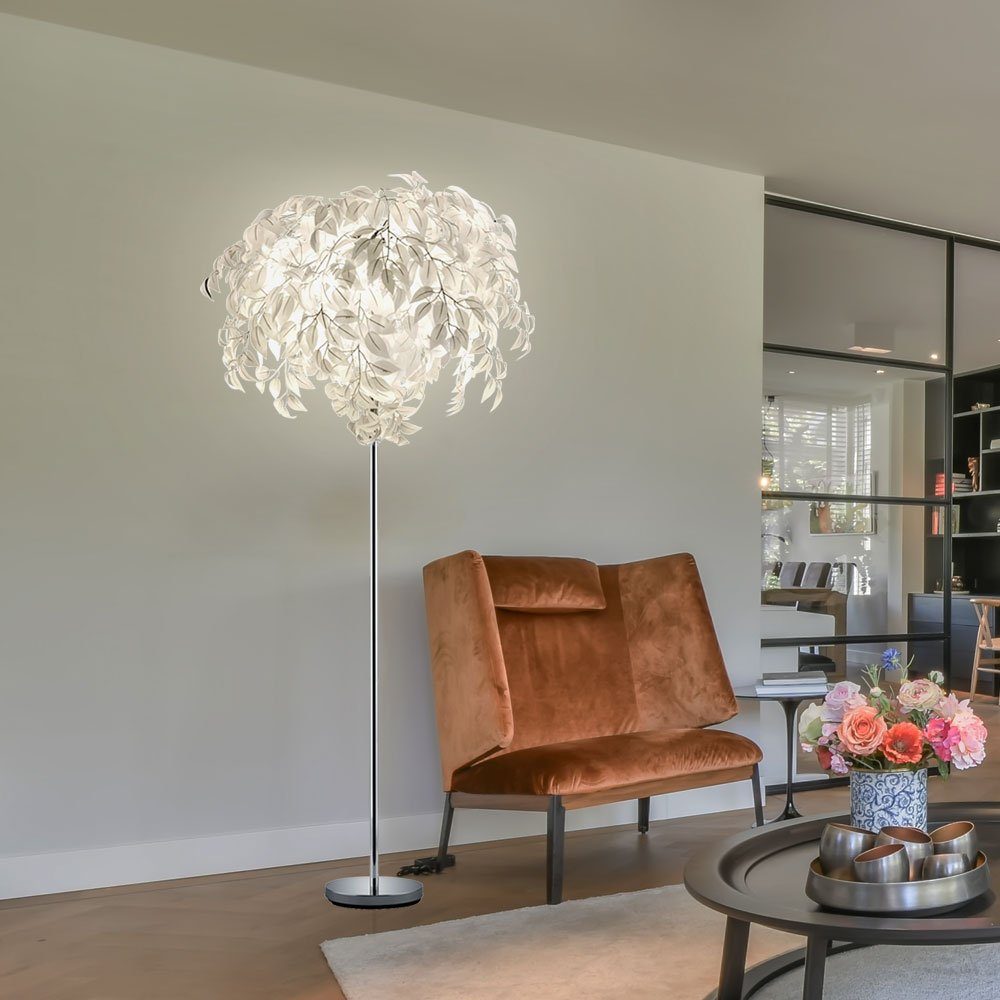 Reality Leuchten LED Stehlampe, Leuchtmittel inklusive, Warmweiß, Lampe Blätter Steh Leuchte Fußschalter Beleuchtung im Set