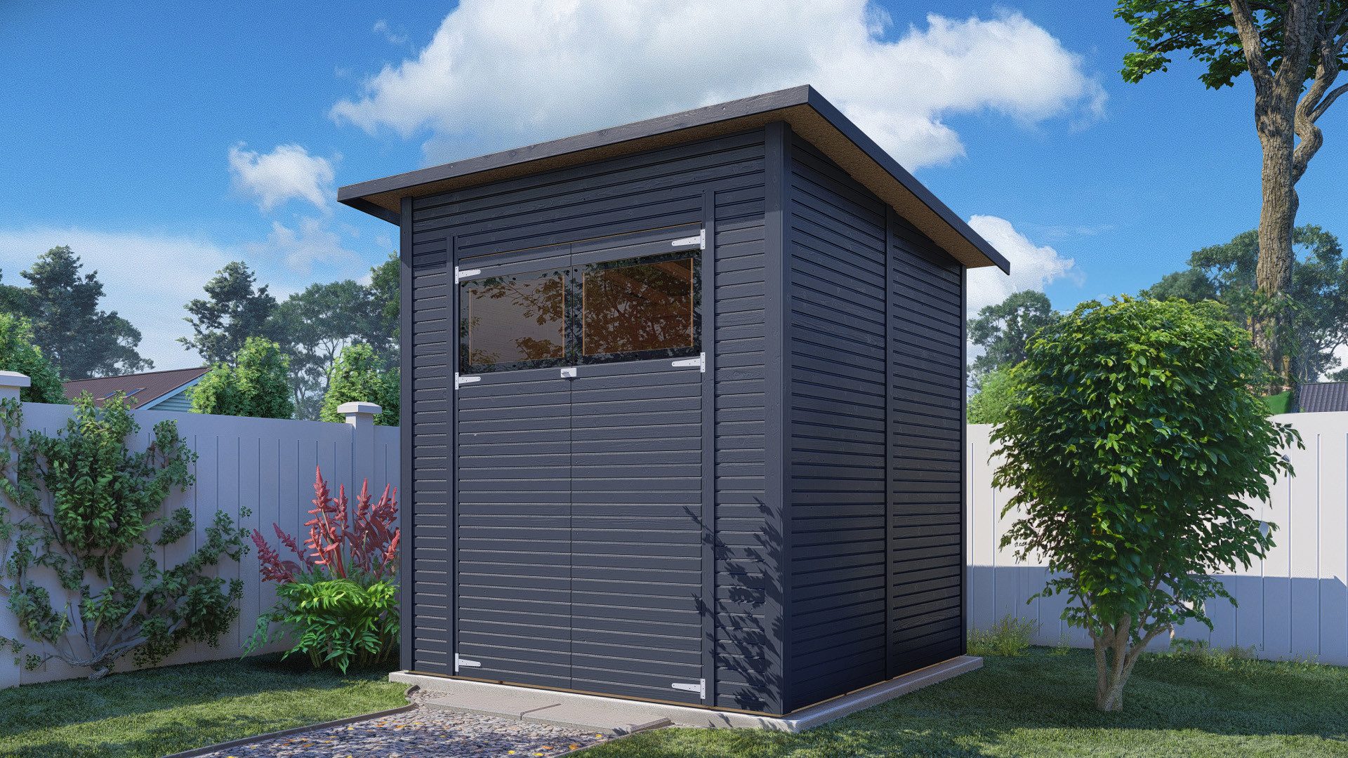 BERTILO Gartenhaus Pent Modern 3, in verschiedenen Farben, BxT: 252x232 cm, mit hohen Seitenwänden und einer 1,88 m hohen Doppeltür