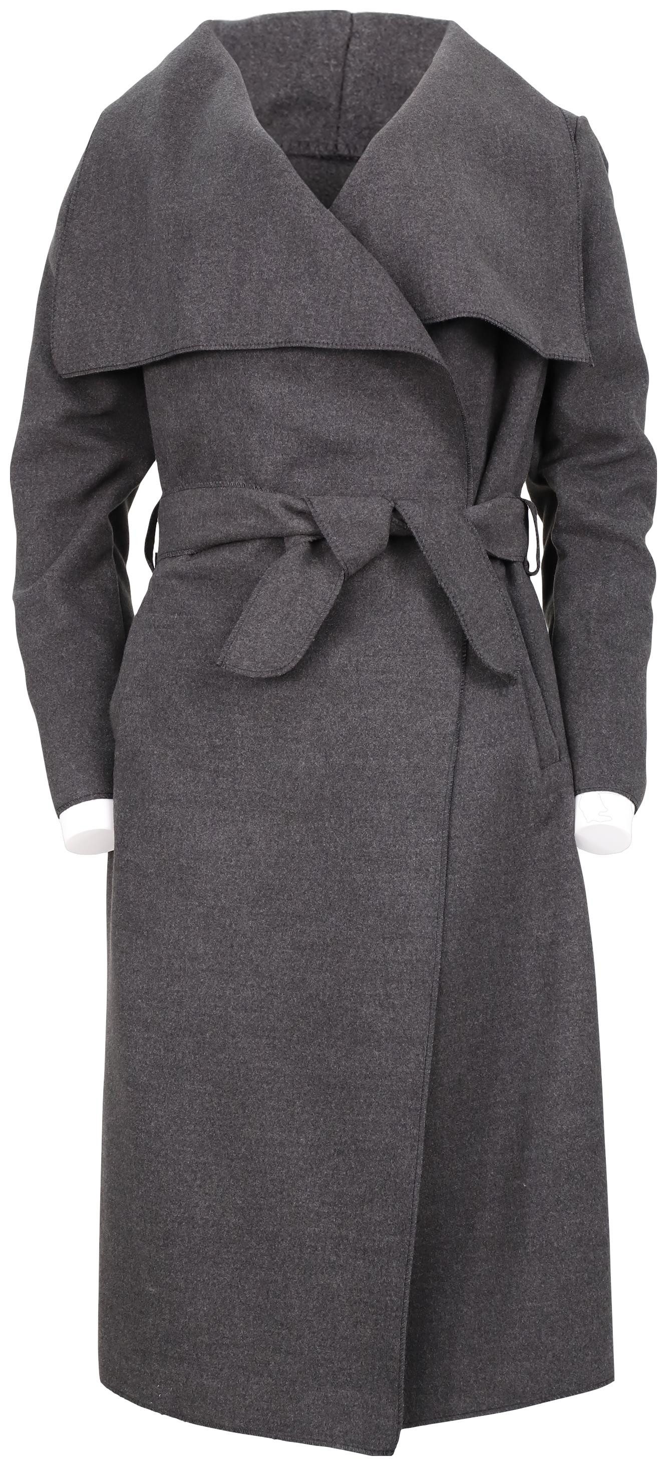 malito more than fashion Langmantel malito Damen Mantel lang mit Wasserfall-Schnitt, Trenchcoat mit Gürte langer Mantel im Wasserfall-Schnitt mit Bindegürtel Ei – Bild 4 von 5