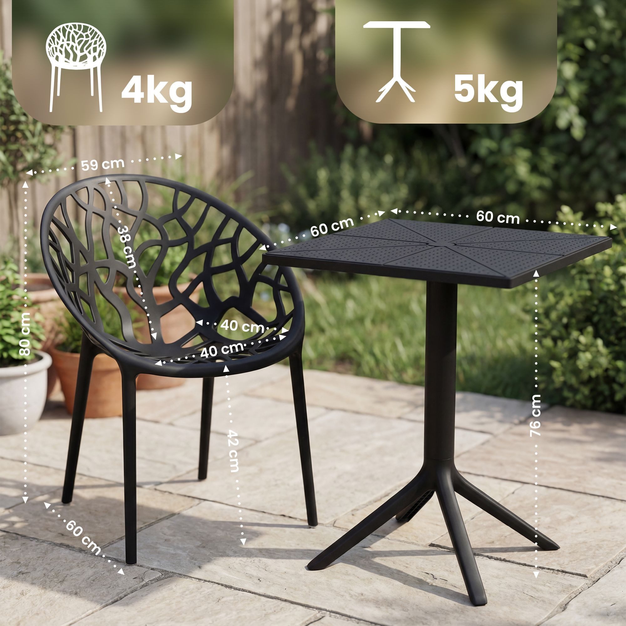 CLP Garten-Essgruppe Neriva, (Set), stapelbar, wetterfest und UV-beständig