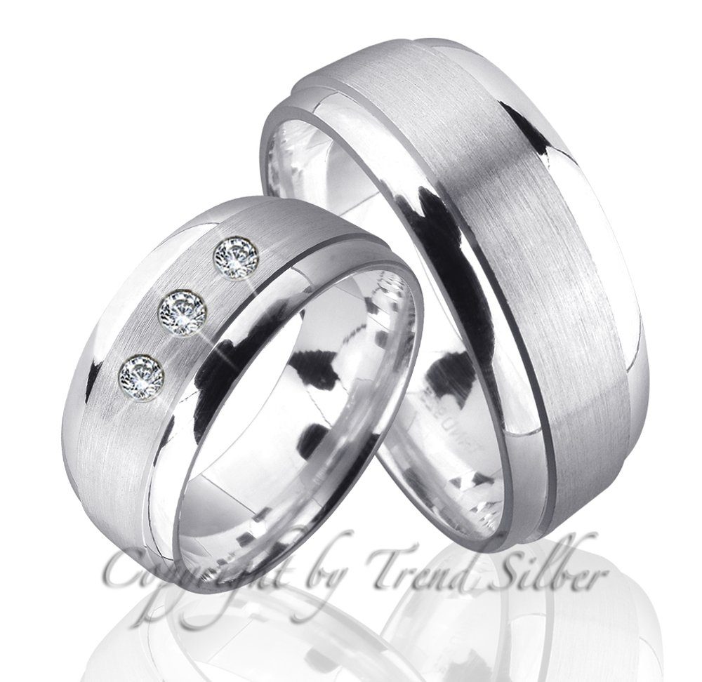 Trauringe123 Trauring Hochzeitsringe Verlobungsringe Trauringe Eheringe Partnerringe aus 925er Silber ohne Stein, J88