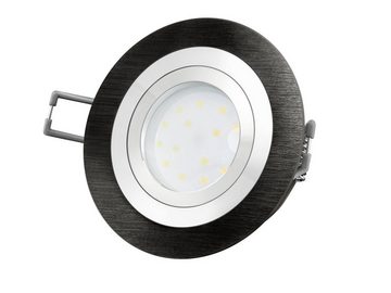 SSC-LUXon LED Einbaustrahler RF-2 LED-Einbauspot rund flach Alu schwarz gebuerstet, LED-Modul 230V, Neutralweiß