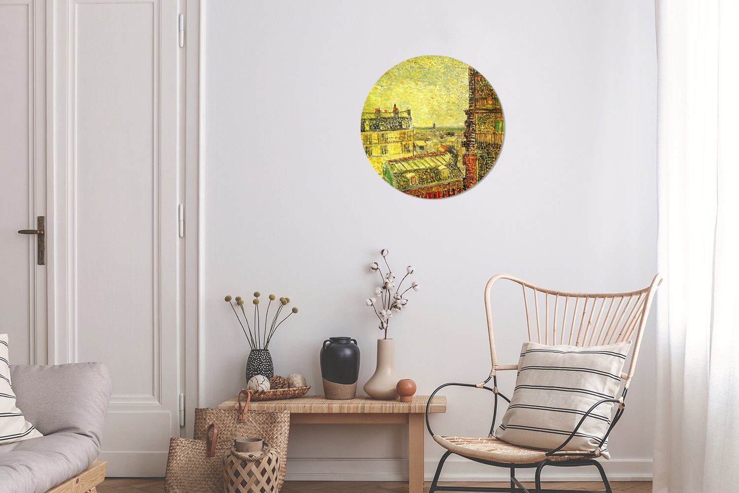 aus - für Vincent van Tapetenkreis Blick Theos Rund, (1 Gemälde Wandsticker Gogh Wohnung MuchoWow Wohnzimmer Kinderzimmer, von Tapetenaufkleber, St),