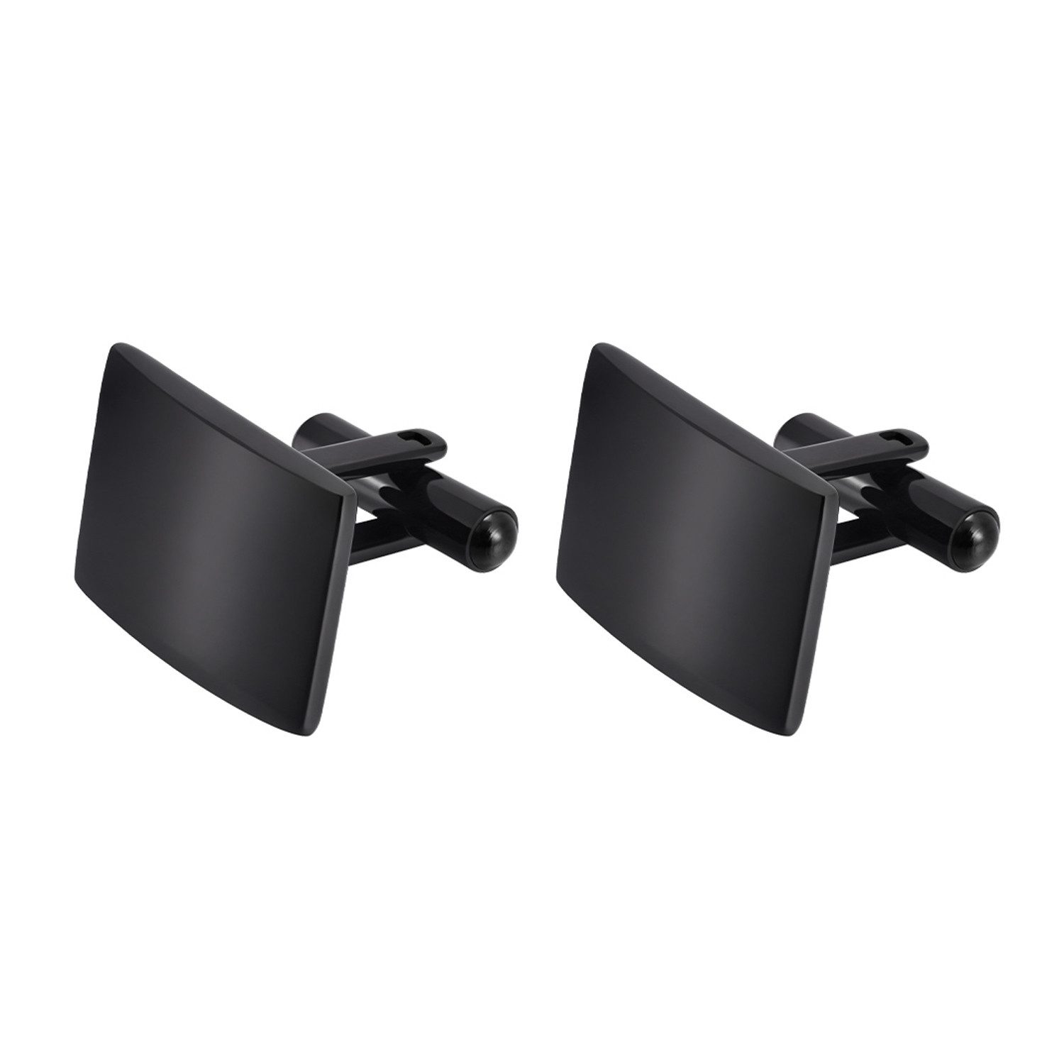 KARMA Manschettenknöpfe Set 2er Set Herren Edelstahl Silber od. Schwarz rechteckig (pflegeleicht, 1-Paar, klassisch modern rostfrei hypoallergen), elegant Business Hochzeit Hemd Accessoire