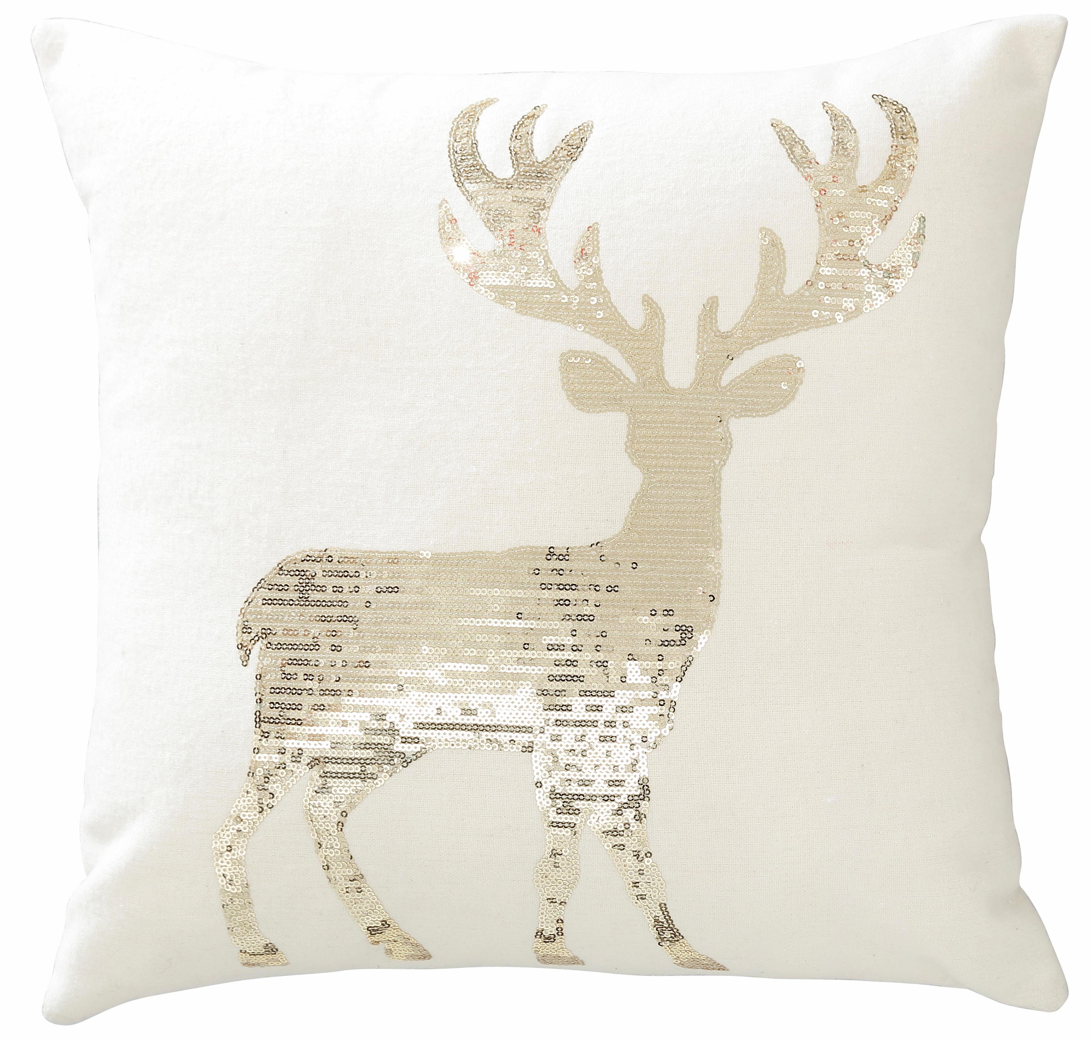 Creativ deco Dekokissen Hirsch, mit goldfarbenen günstig online kaufen