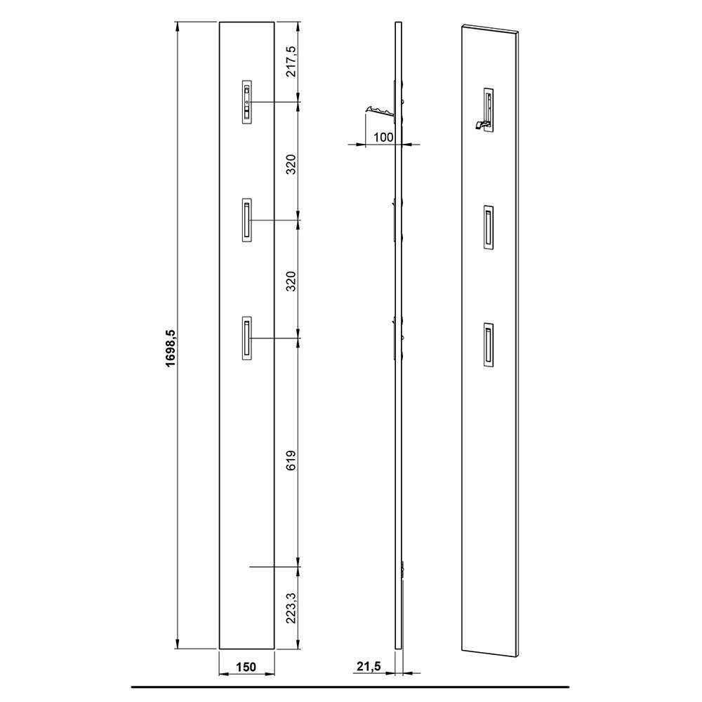 Lomadox Garderoben-Set ABERDEEN-01, (Spar-Set, 2-St), 2er Set in Eiche mit ausklappbaren Haken
