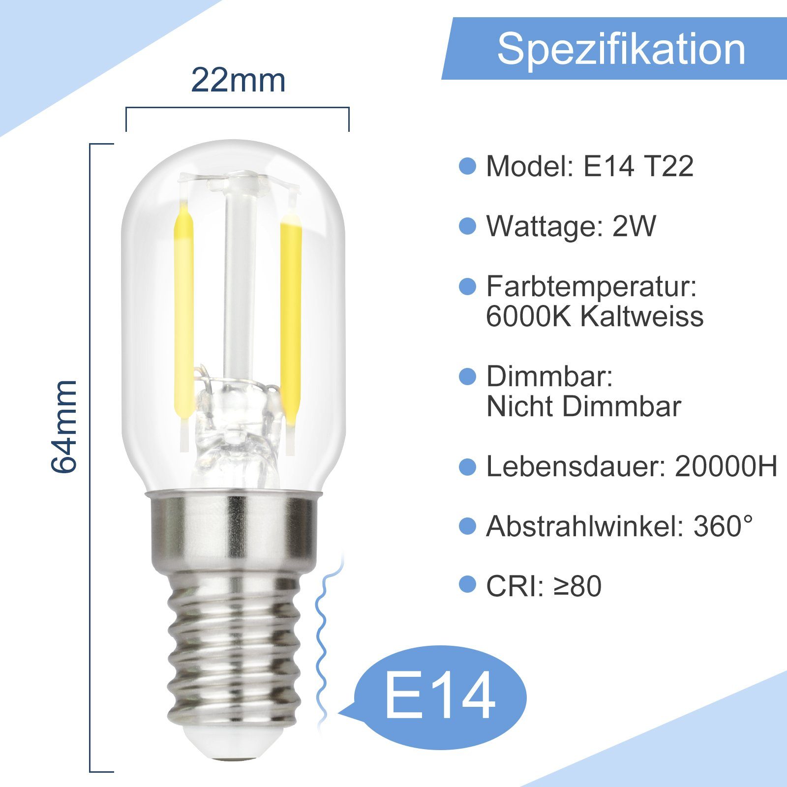 ZMH LED-Leuchtmittel E14 LED Vintage Glühbirnen - T22 LED Leuchtmittel für günstig online kaufen