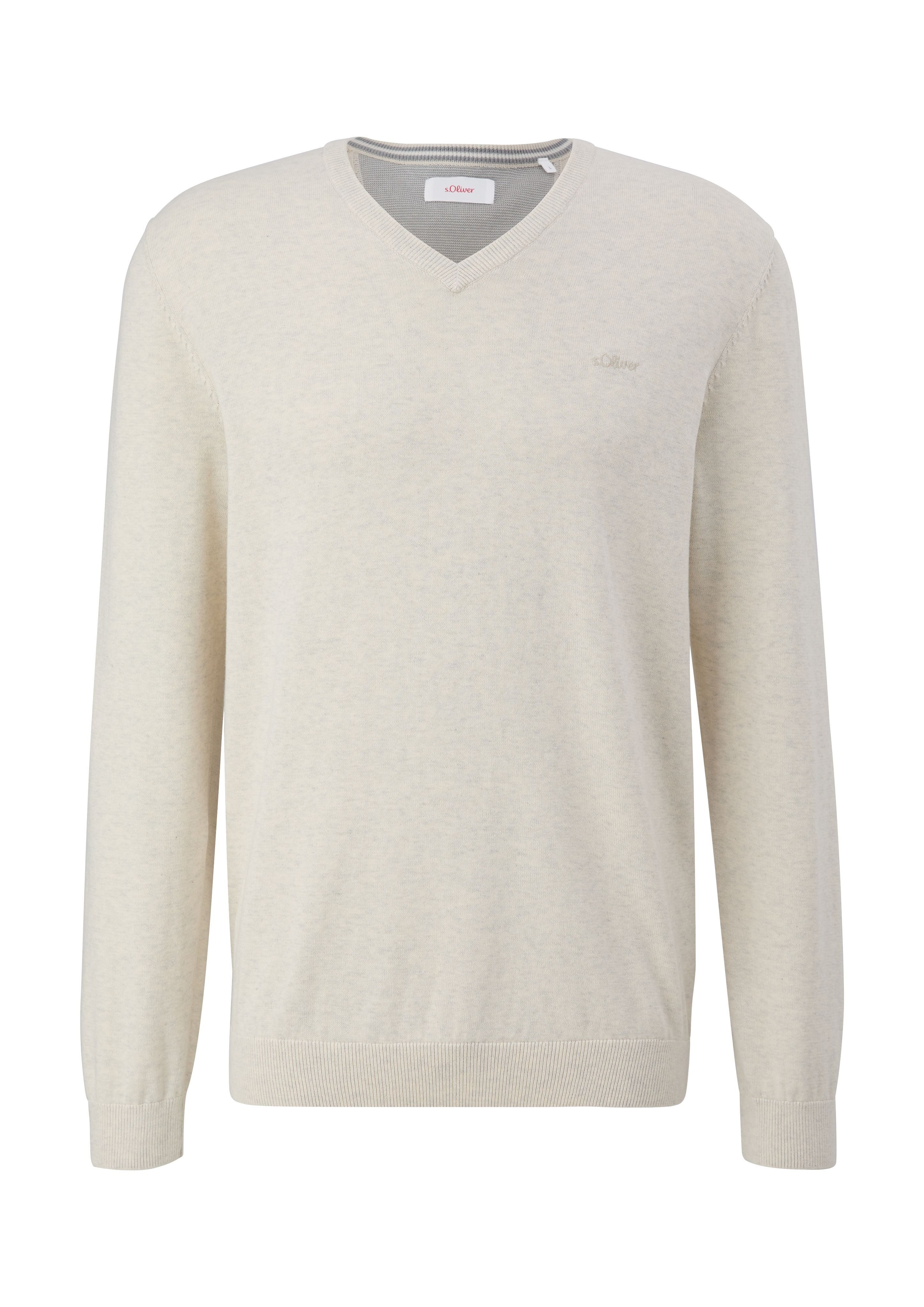 s.Oliver Strickpullover Strickpullover mit Logo-Stickerei Logo günstig online kaufen