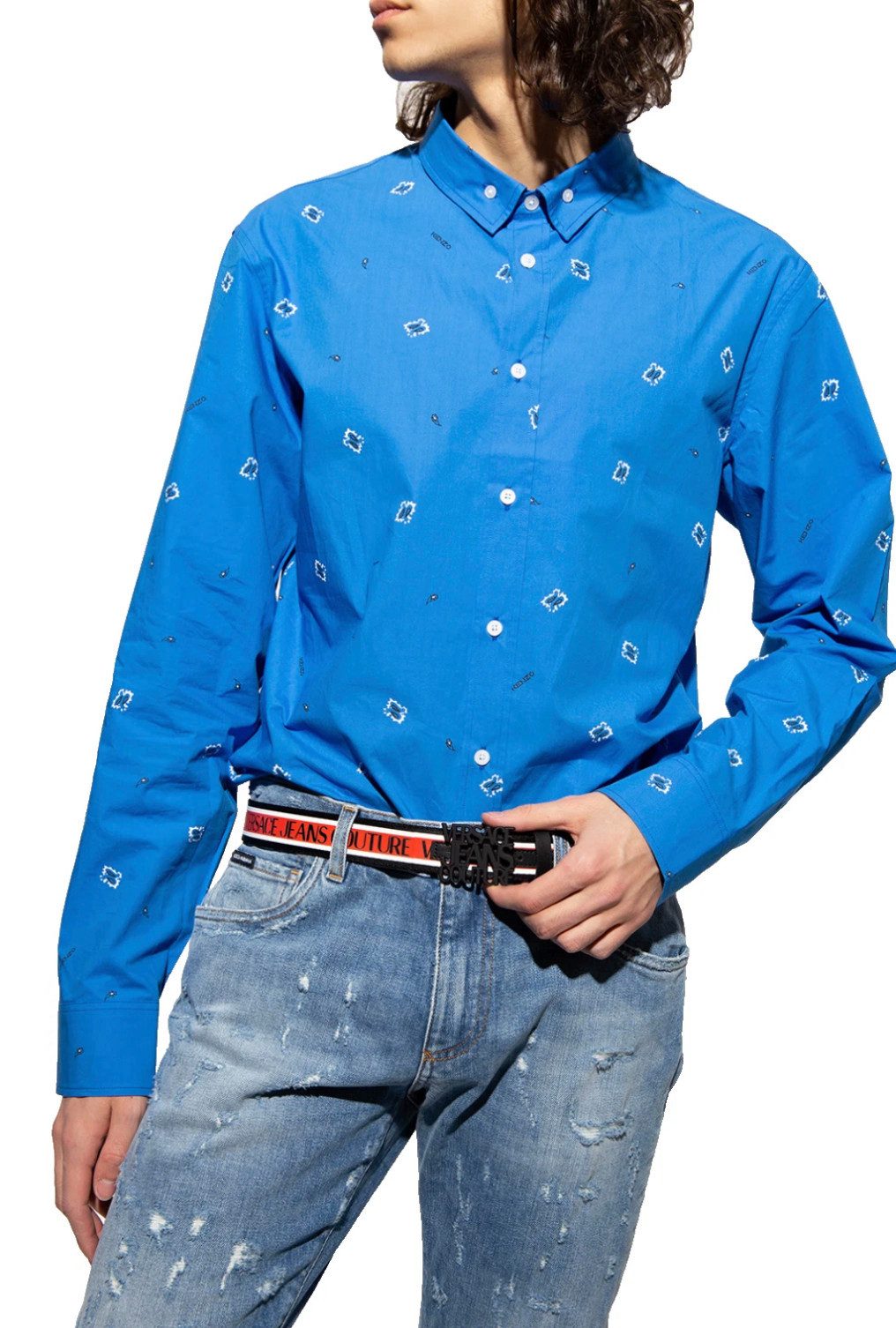 KENZO Langarmhemd Bandana Print Button-Down Hemd Minimalistische Stickerei-Details im Allover-Print