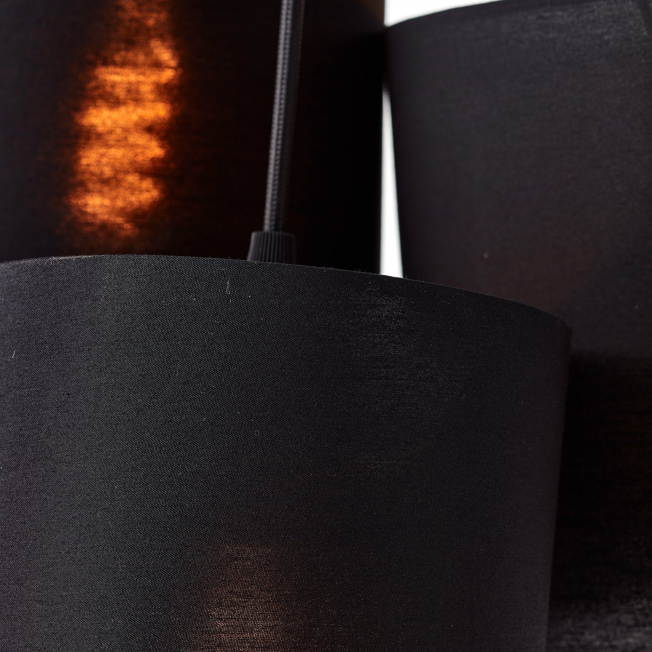 44cm Pendelleuchte of Style Leuchtmittel, Ø Elijah, Textilschirm schwarz Hängelampe Places ohne