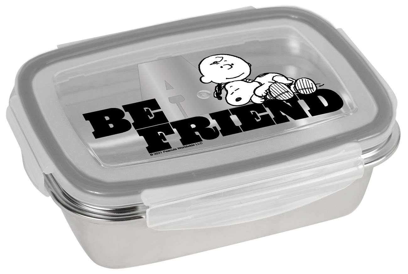 Geda Labels GmbH Lunchbox Peanuts Be a Friend, Edelstahl, (1-tlg), Silber, 850 ml, spülmaschinengeeignet (Nur Behälter, ohne Deckel)
