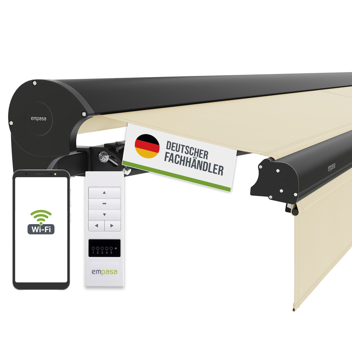 empasa Kassettenmarkise "EXPERT PLUS" Markise Vollkassettenmarkise elektrisch mit Wifi-Motor