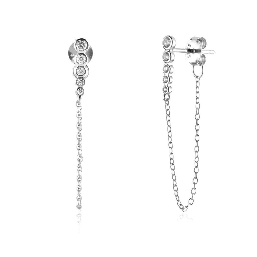 Runde Perlé Paar Ohrhänger zarte Halbcreolen Creolen Kettenohrringe 925er S günstig online kaufen