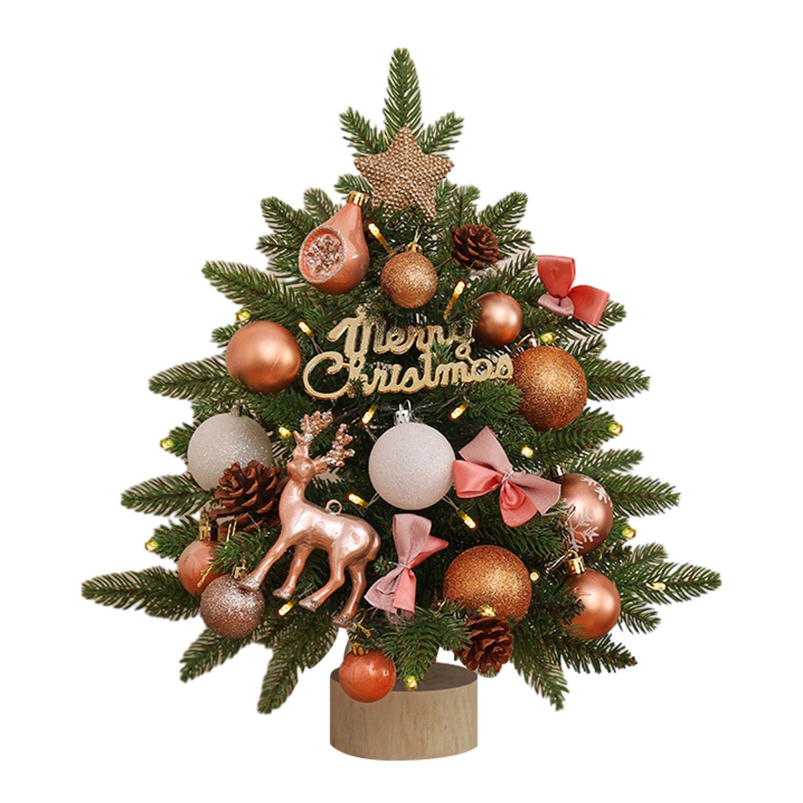 Blusmart Künstlicher Weihnachtsbaum Kleiner 45 Cm Großer Tisch-Weihnachtsbaum Mit Mehrfarbigem Dekor, Künstlicher Weihnachtsbaum champagne