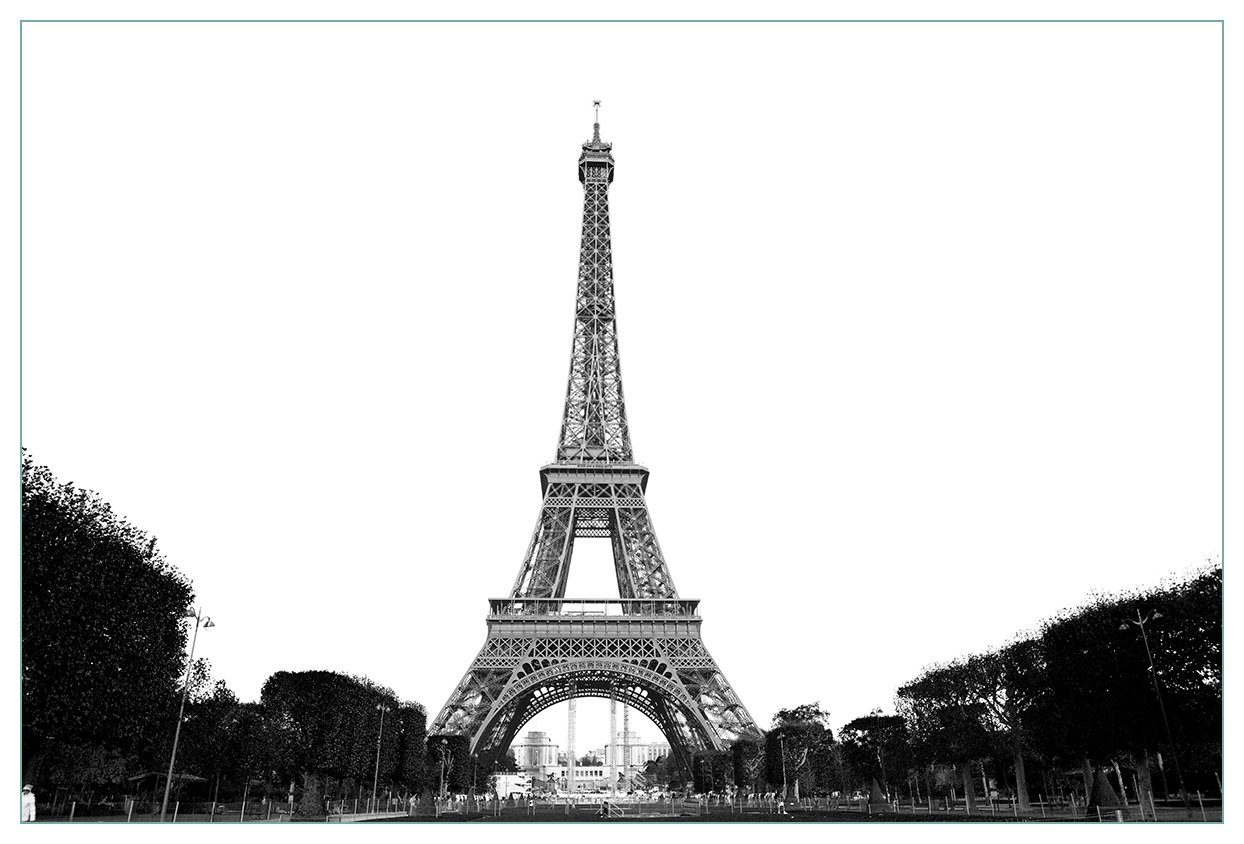 Küchenrückwand Wallario schwarz Eiffelturm - weiß, (1-tlg) Paris in