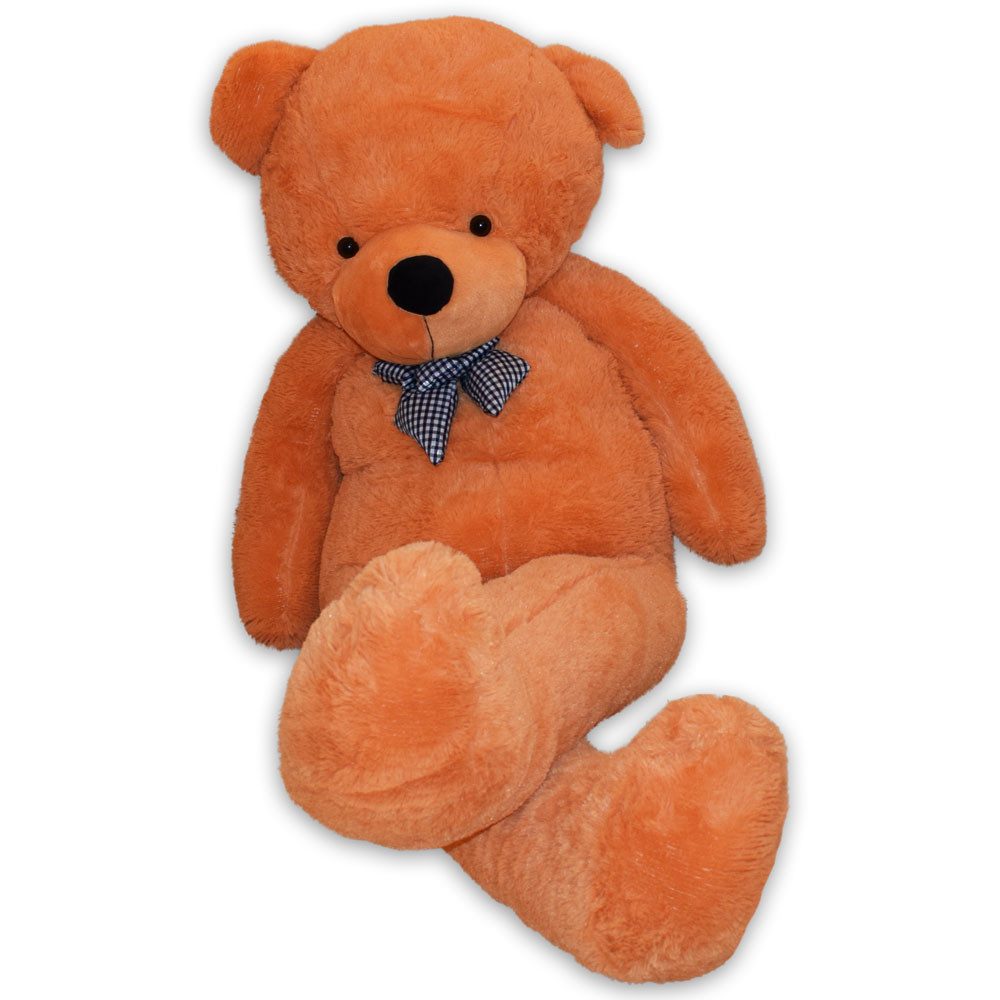 TE-Trend Kuscheltier 200cm XXL Teddybär Riesenteddybär mit Schleife (sitzend und liegend verwendbar), mit gefütterter Schleife