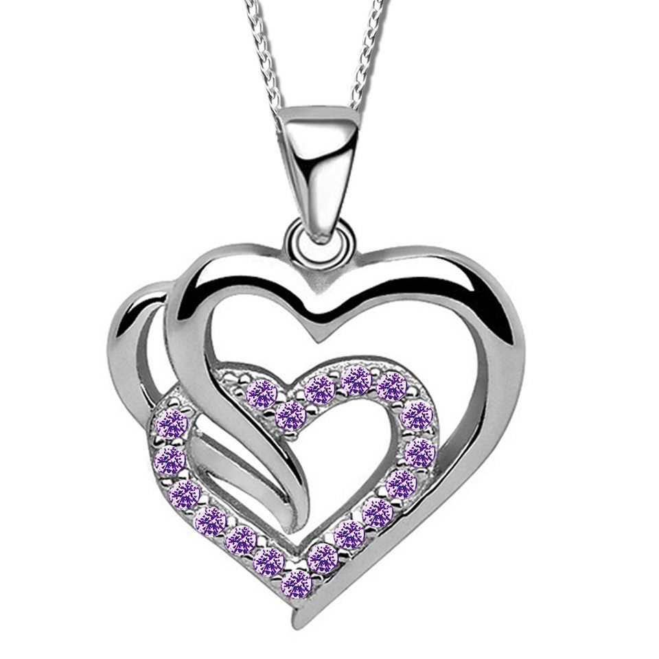 Limana Herzkette echt 925 Sterling Silber Kette mit Herz Anhänger, Frauen  Damen Mädchen Geschenk Idee Halskette