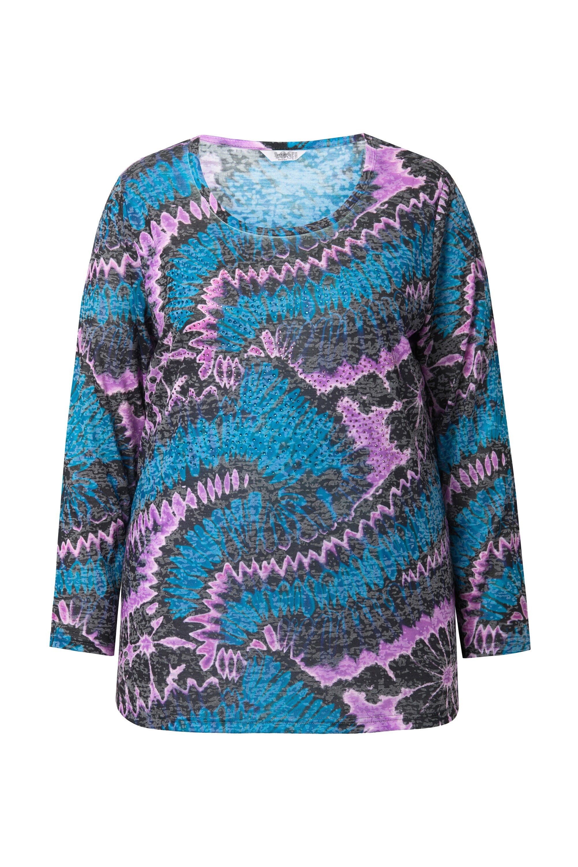 T-Shirt T-Shirt bequeme Passform Batikmuster Langarm