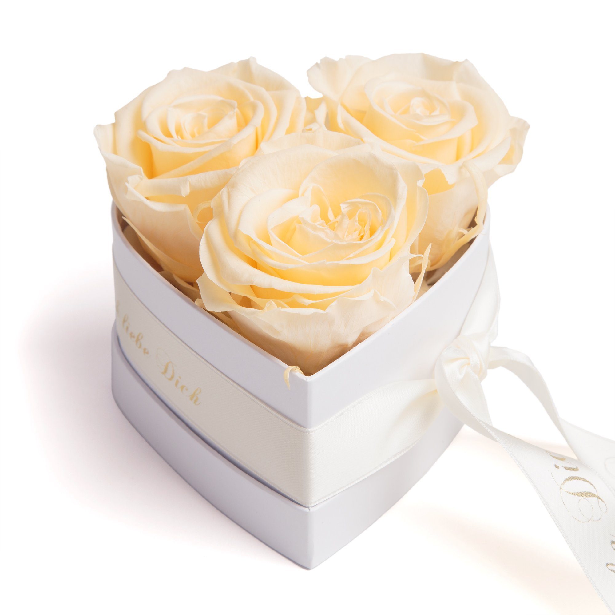 Kunstblume Rosenbox Herz 3 infinity Rosen günstig online kaufen