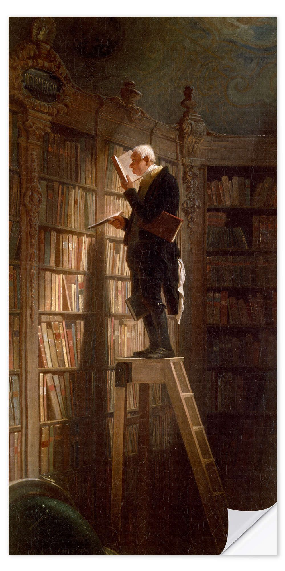 Posterlounge Wandfolie Carl Spitzweg, Der Bücherwurm, Malerei