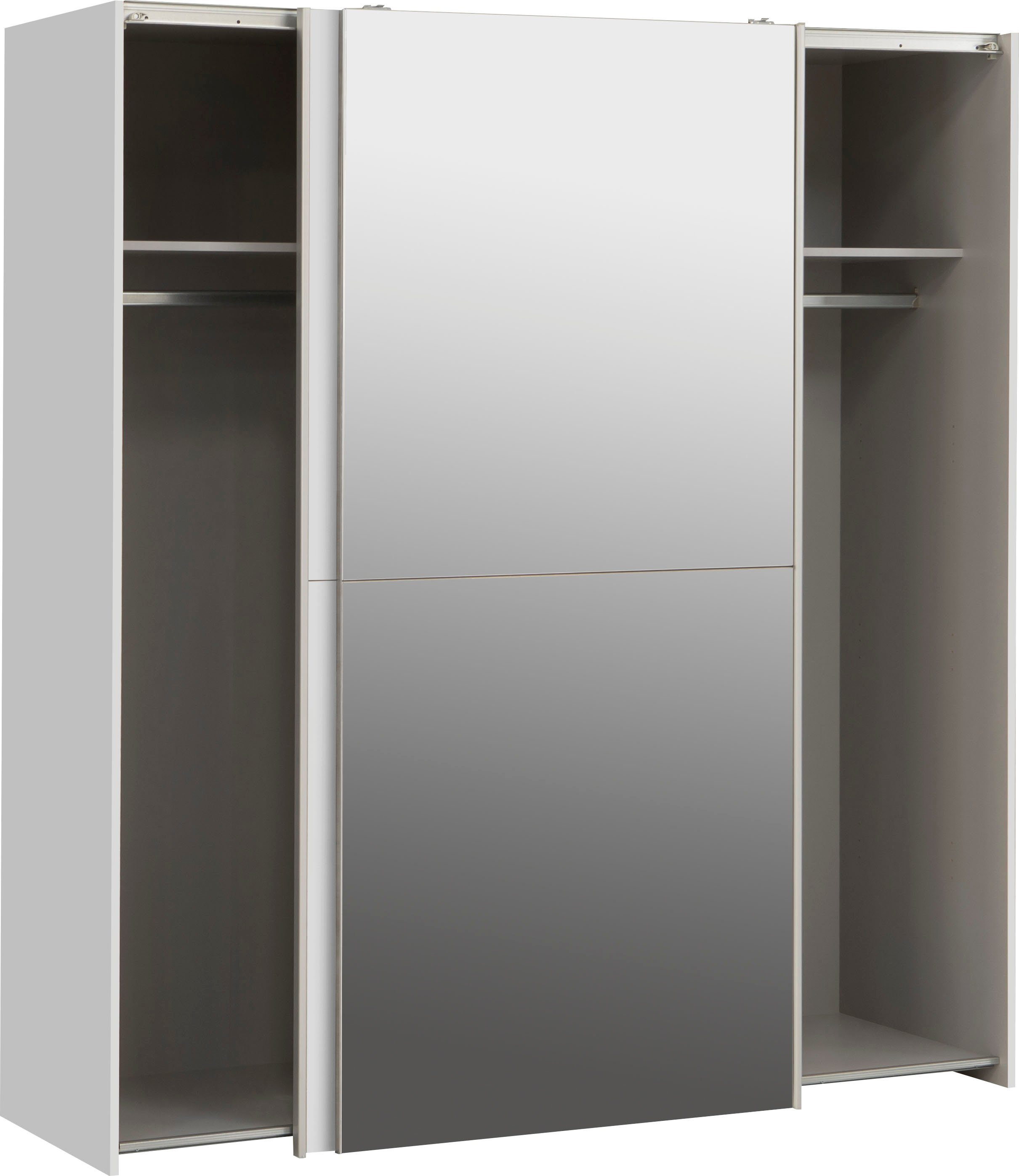 FORTE Schwebetürenschrank "White Kiss", Made in Europe, ideal für kleine Räume (B/H/T ca. 170x190x61cm) mit Spiegel und 2 Schiebetüren