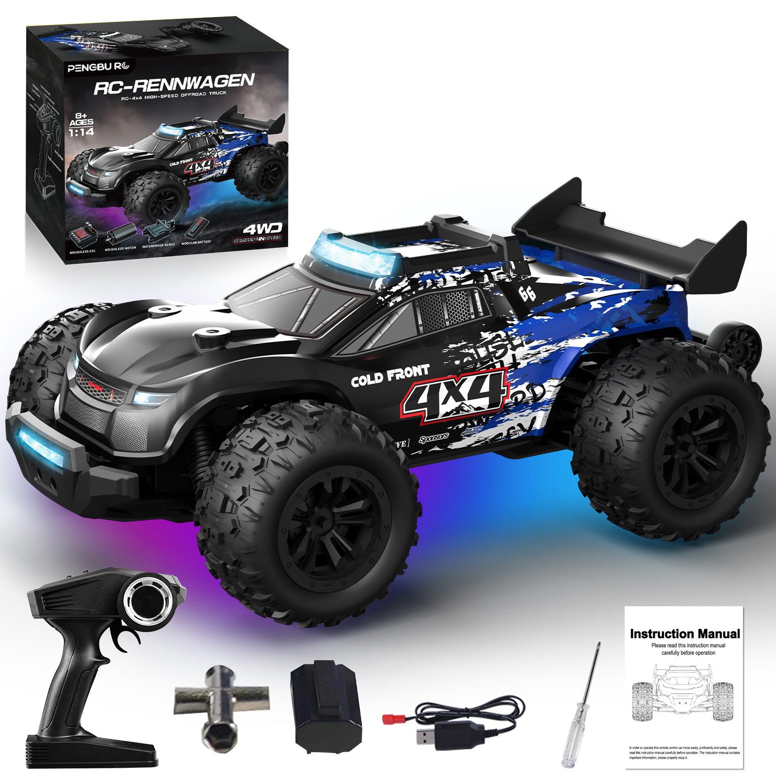 Esun RC-Auto 1:14 Brushless Ferngesteuertes Auto Erwachsene, 50 KM/H RC 4WD günstig online kaufen