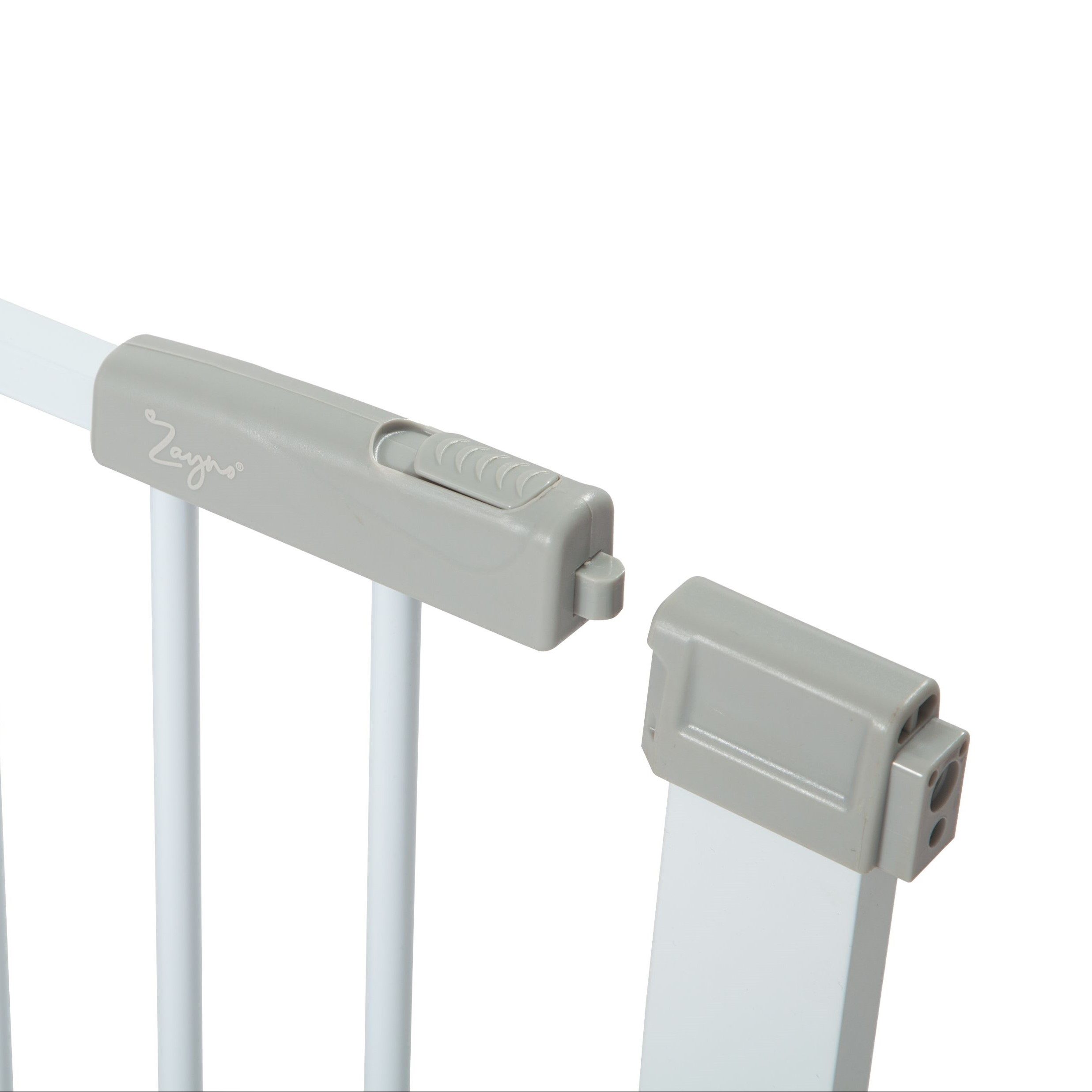 Zayno Türschutzgitter 76 bis 83 cm Weiß inkl. Türrahmenschonern (Set, 1 St., Inklusive 4 Türrahmenschonern), Variabler Einbau der Öffnung – Bild 4 von 4