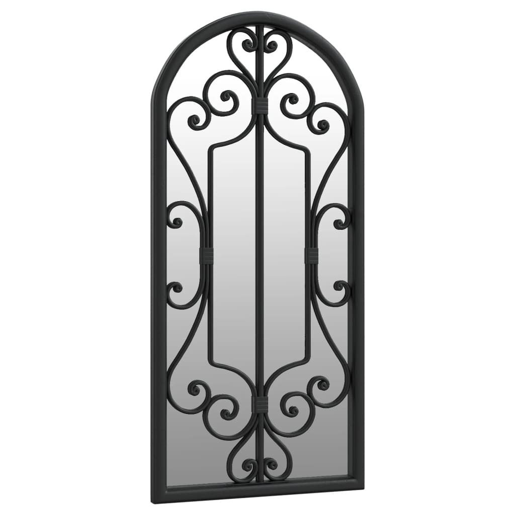 vidaXL Spiegel Gartenspiegel Schwarz 100x45 cm Eisen (1-St)